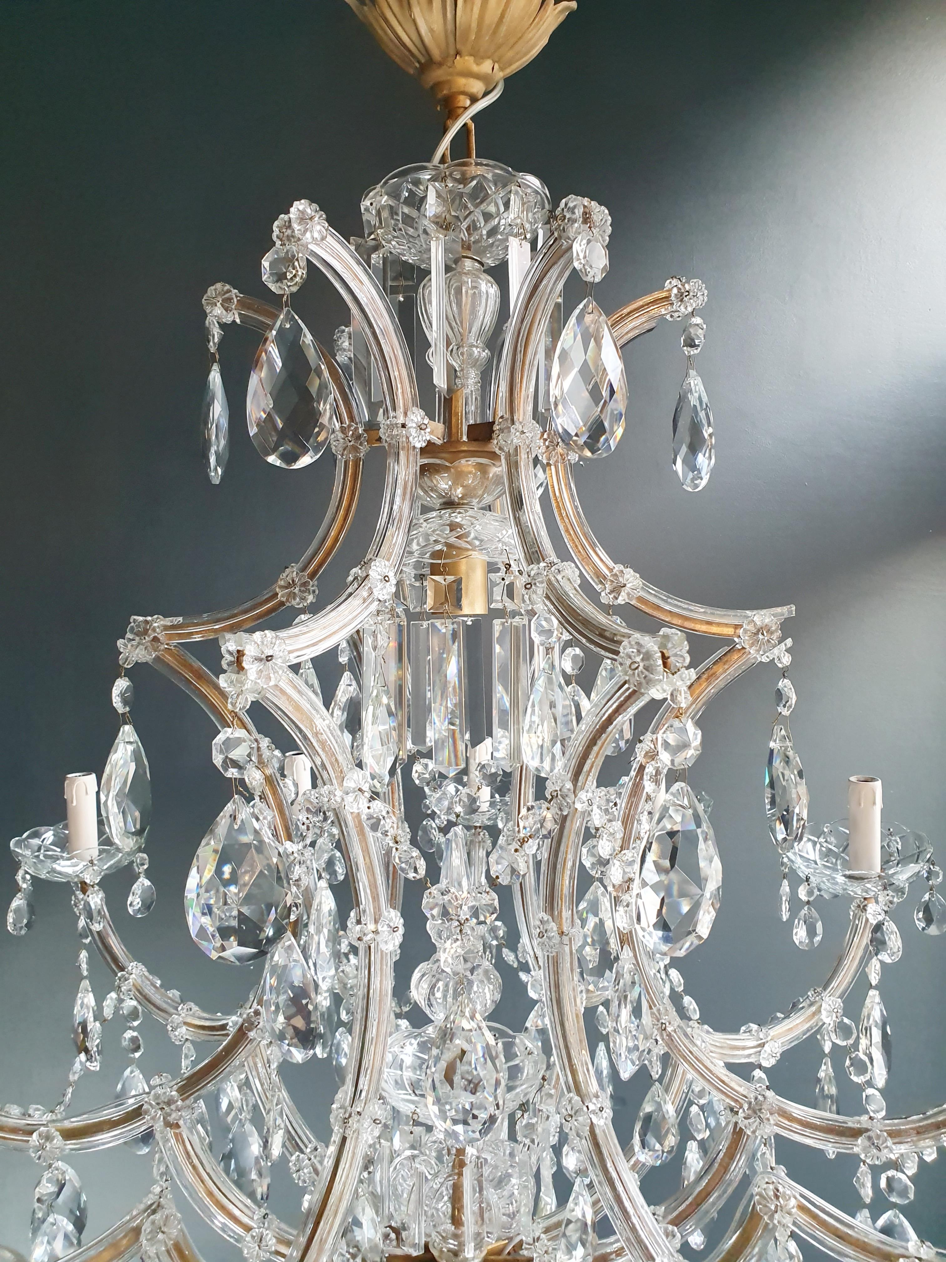 Hand-Knotted Maria Theresa Crystal Chandelier Antique Ceiling Lamp Lustre Art Nouveau