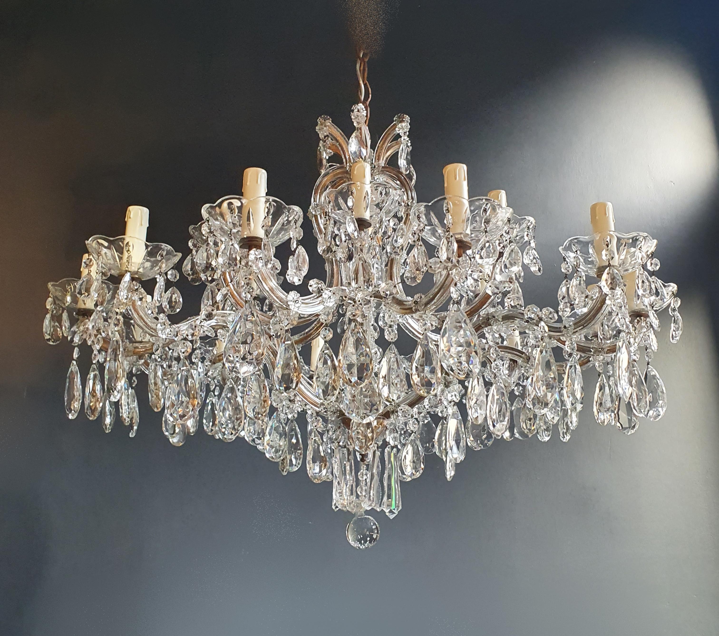 Hand-Knotted Maria Theresa Crystal Chandelier Antique Ceiling Lamp Luster Art Nouveau