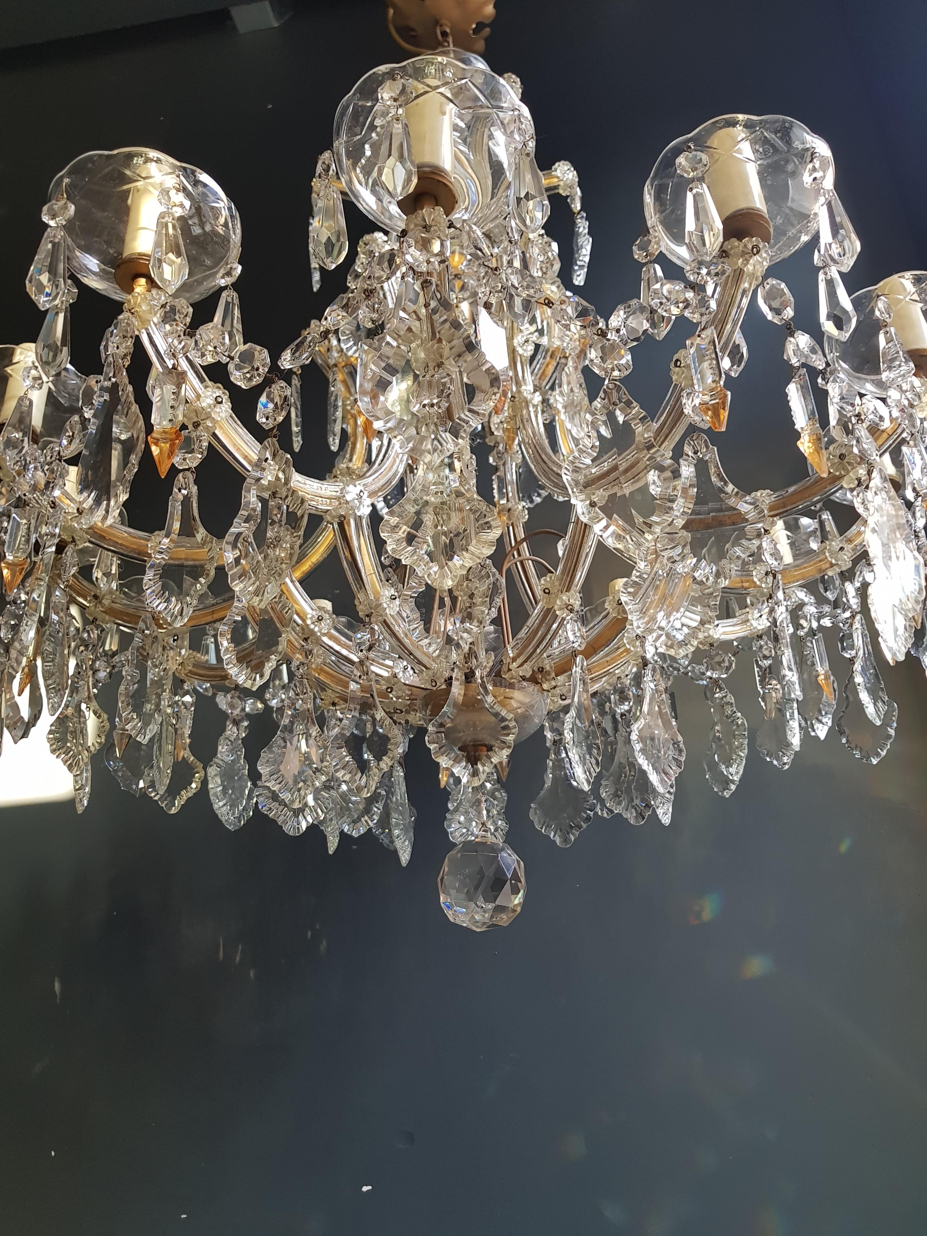 Hand-Knotted Maria Theresa Crystal Chandelier Antique Ceiling Lamp Lustre Art Nouveau