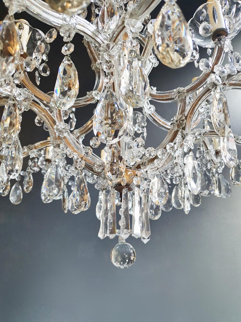 Maria Theresa Crystal Chandelier Antique Ceiling Lamp Luster Art Nouveau In Good Condition For Sale In Berlin, DE