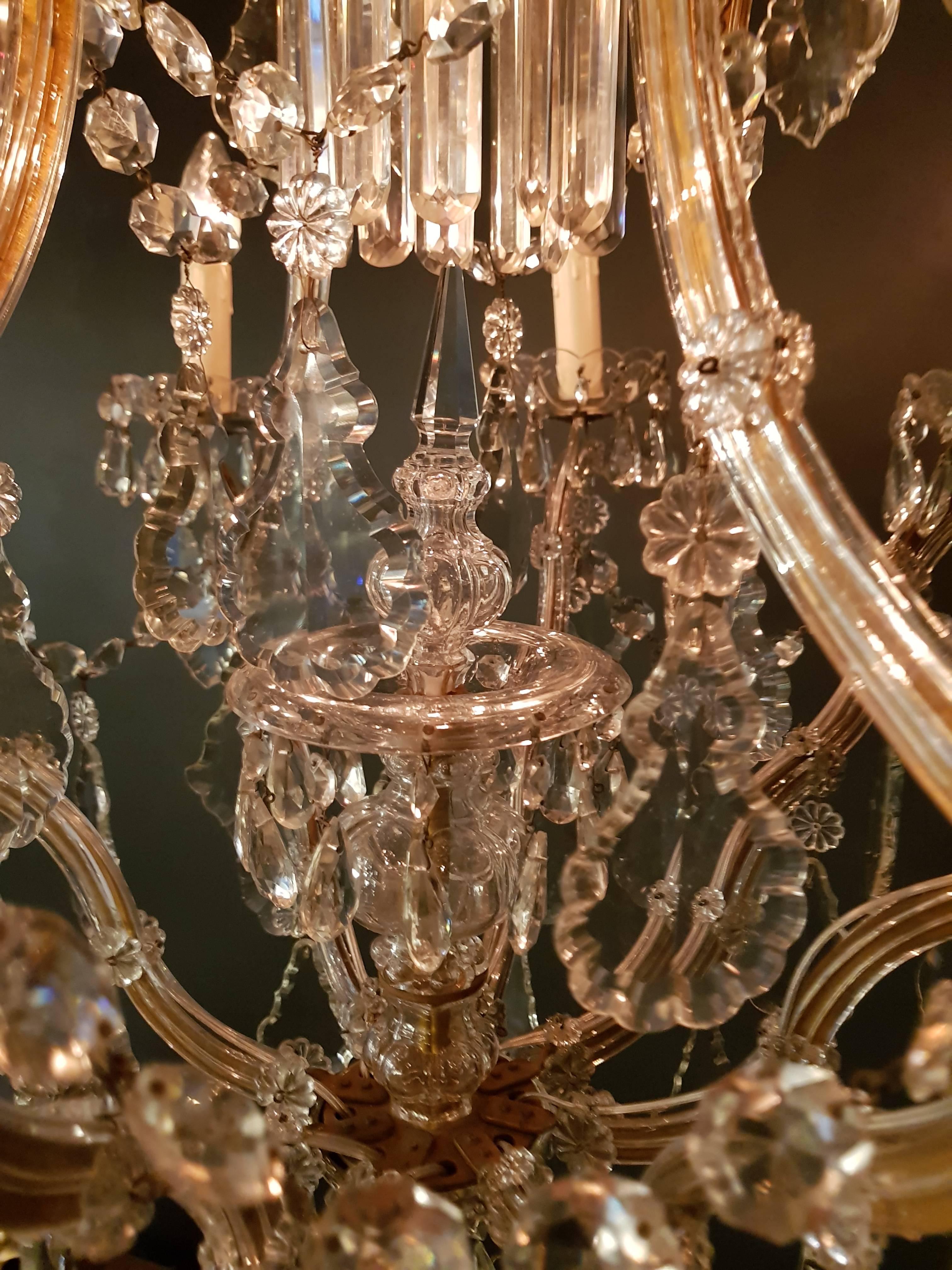 Early 20th Century Maria Theresa Crystal Chandelier Antique Ceiling Lamp Lustre