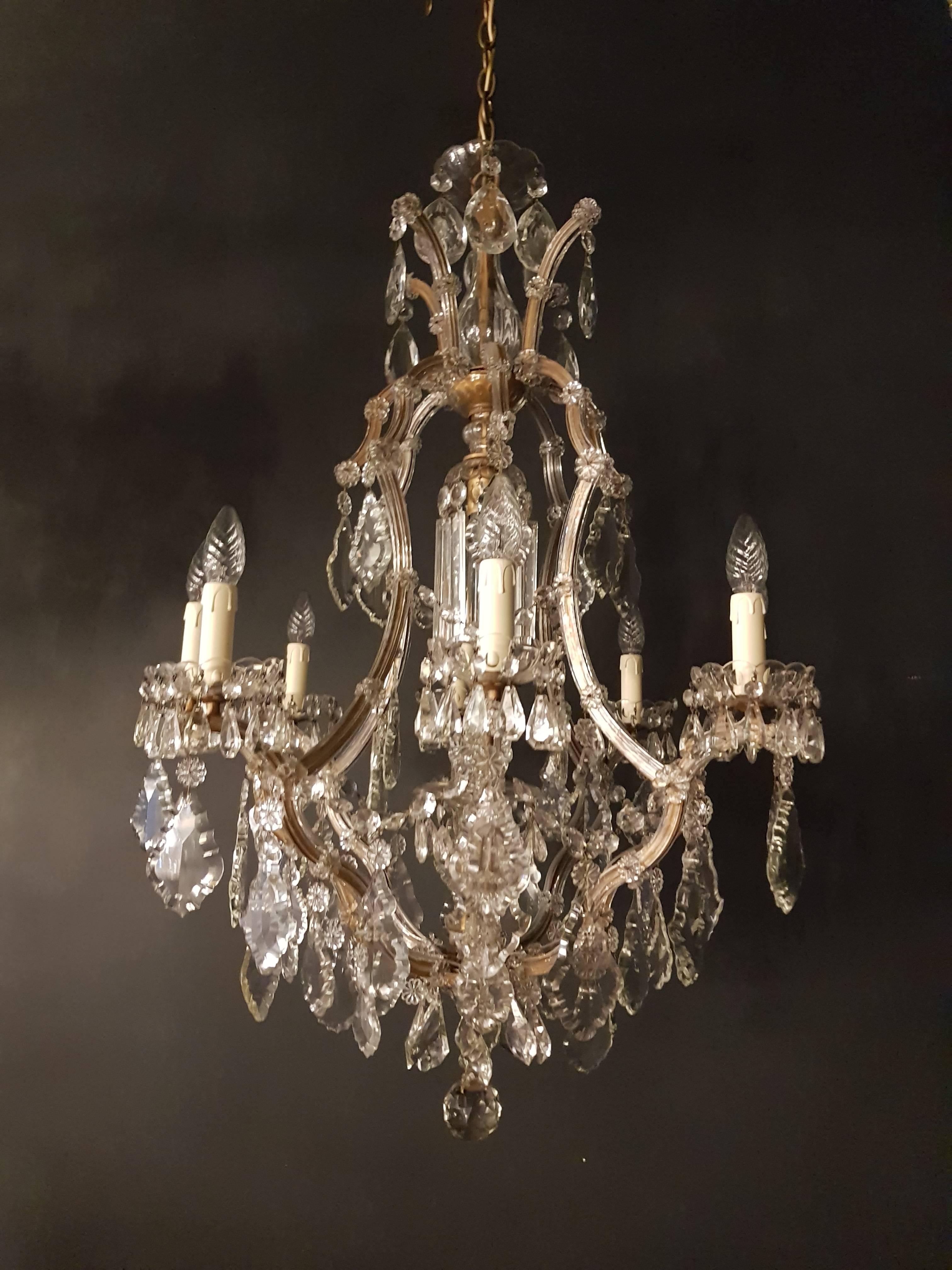 Brass Maria Theresa Crystal Chandelier Antique Ceiling Lamp Lustre