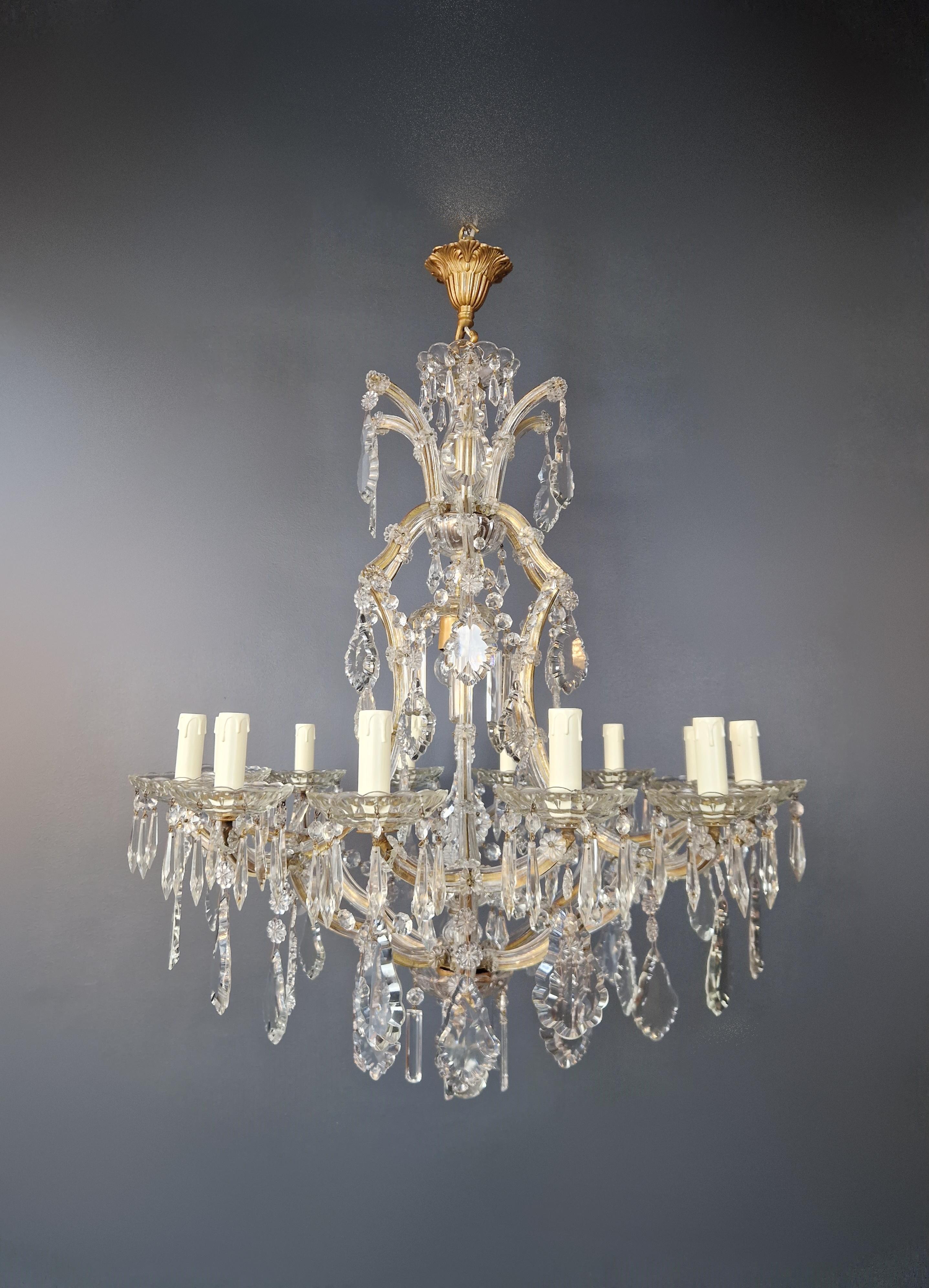 Brass Maria Theresa Crystal Chandelier Antique Classic Clear Glass For Sale