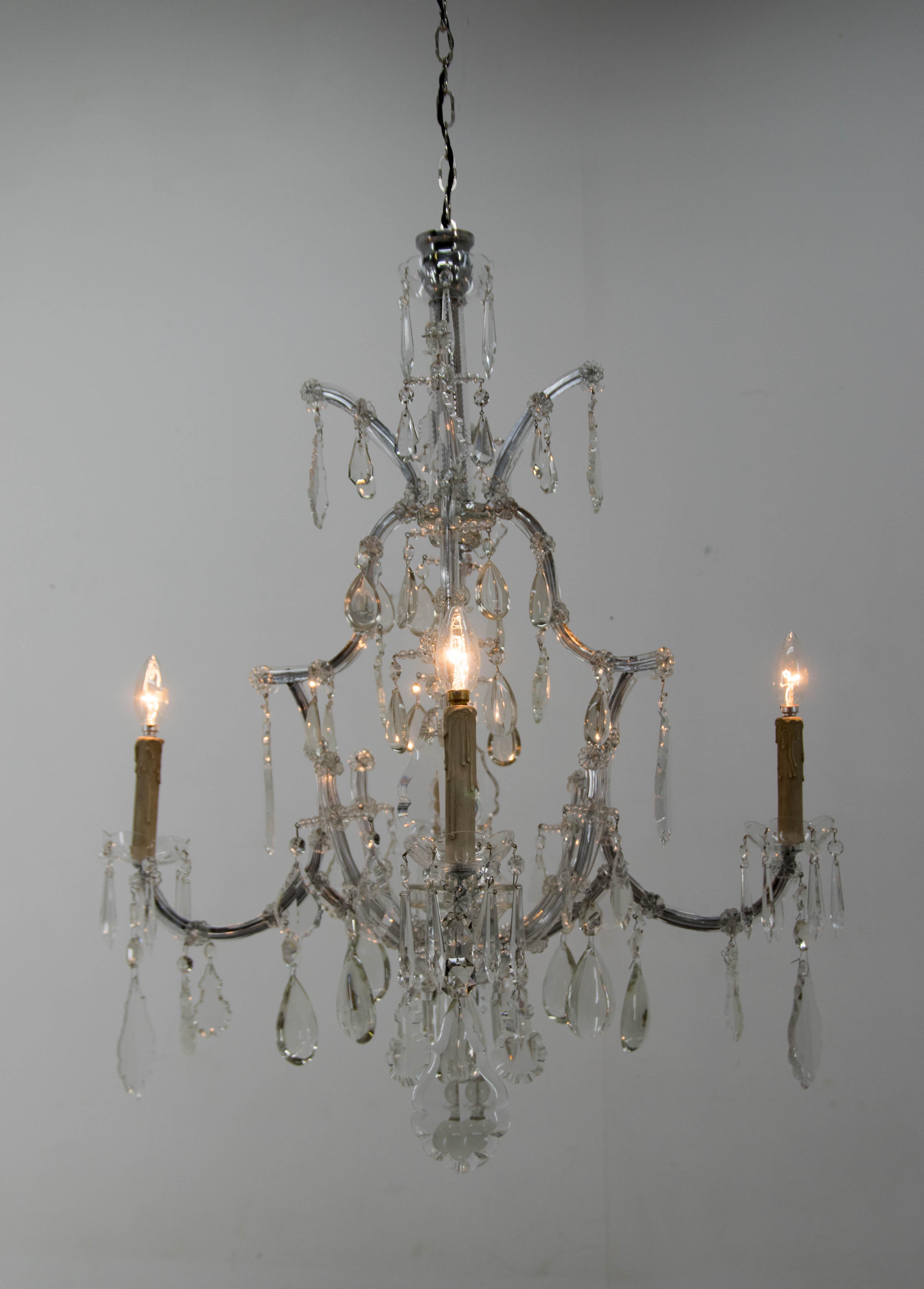 Baroque Maria Theresa Crystal Chandelier, Austria, 1900s, Restored For Sale