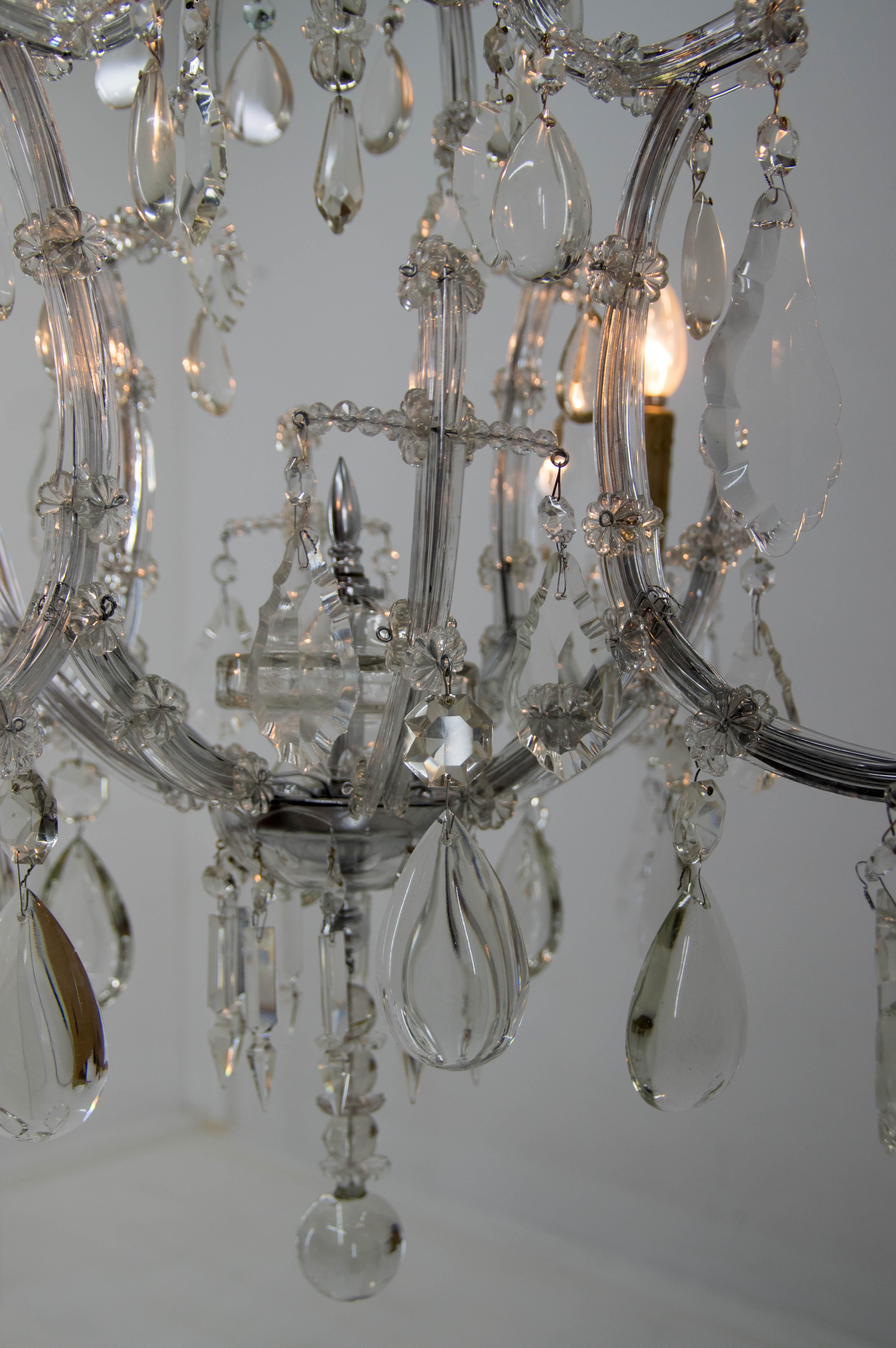 20th Century Maria Theresa Crystal Chandelier, Austria, 1900s, Restored For Sale
