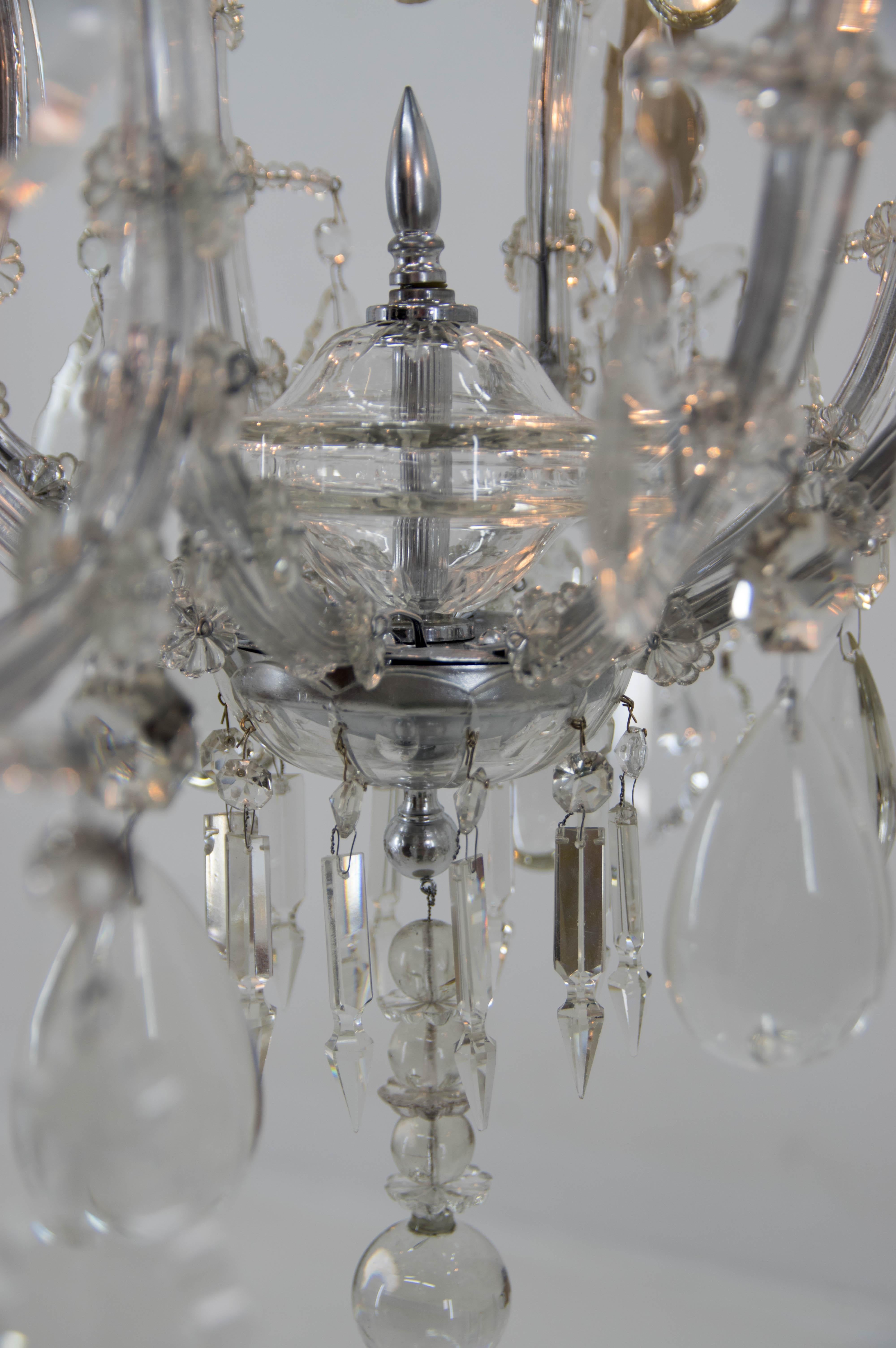 Metal Maria Theresa Crystal Chandelier, Austria, 1900s, Restored For Sale