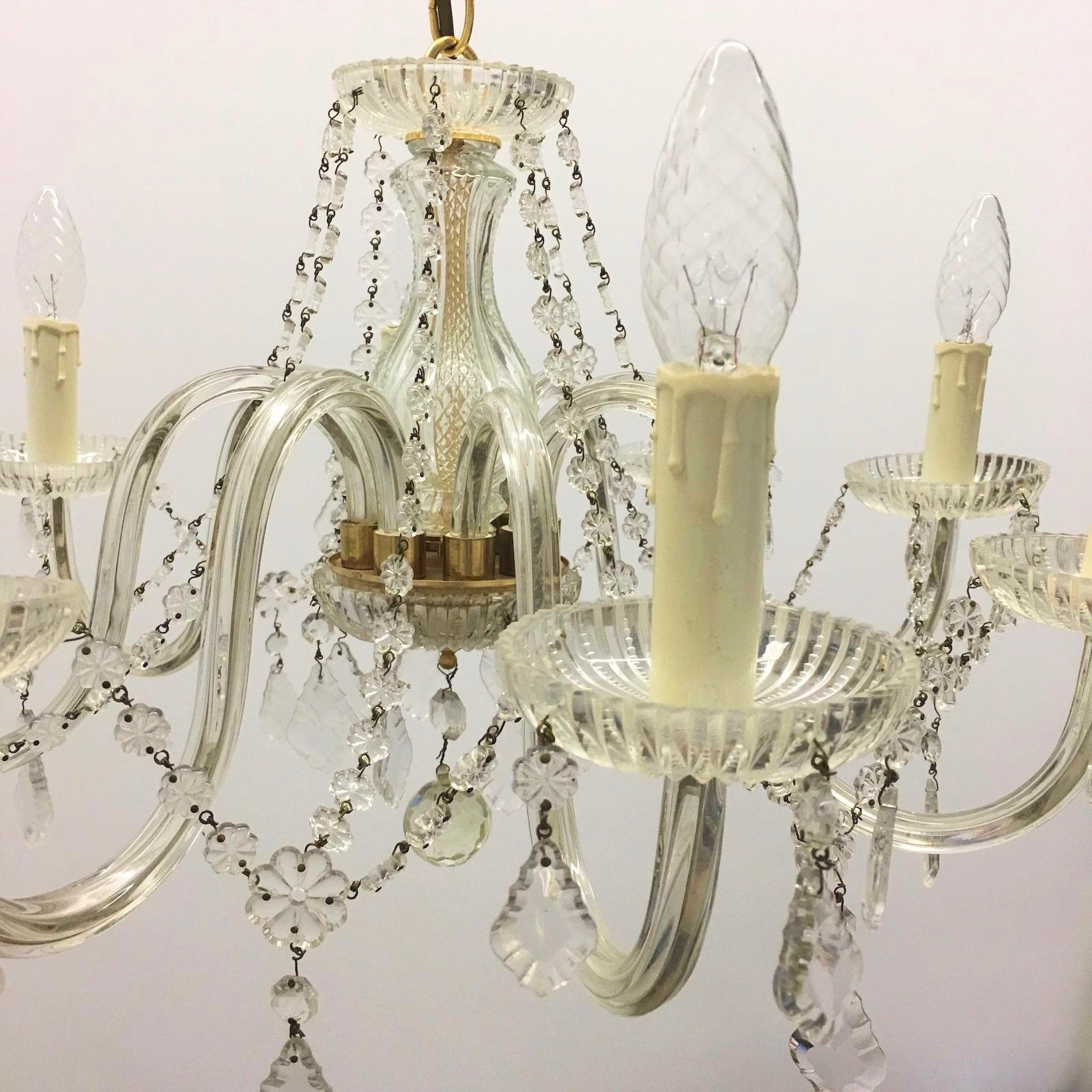 Metal Maria Theresa Crystal Chandelier with Eight Lights, 1960s, Austria