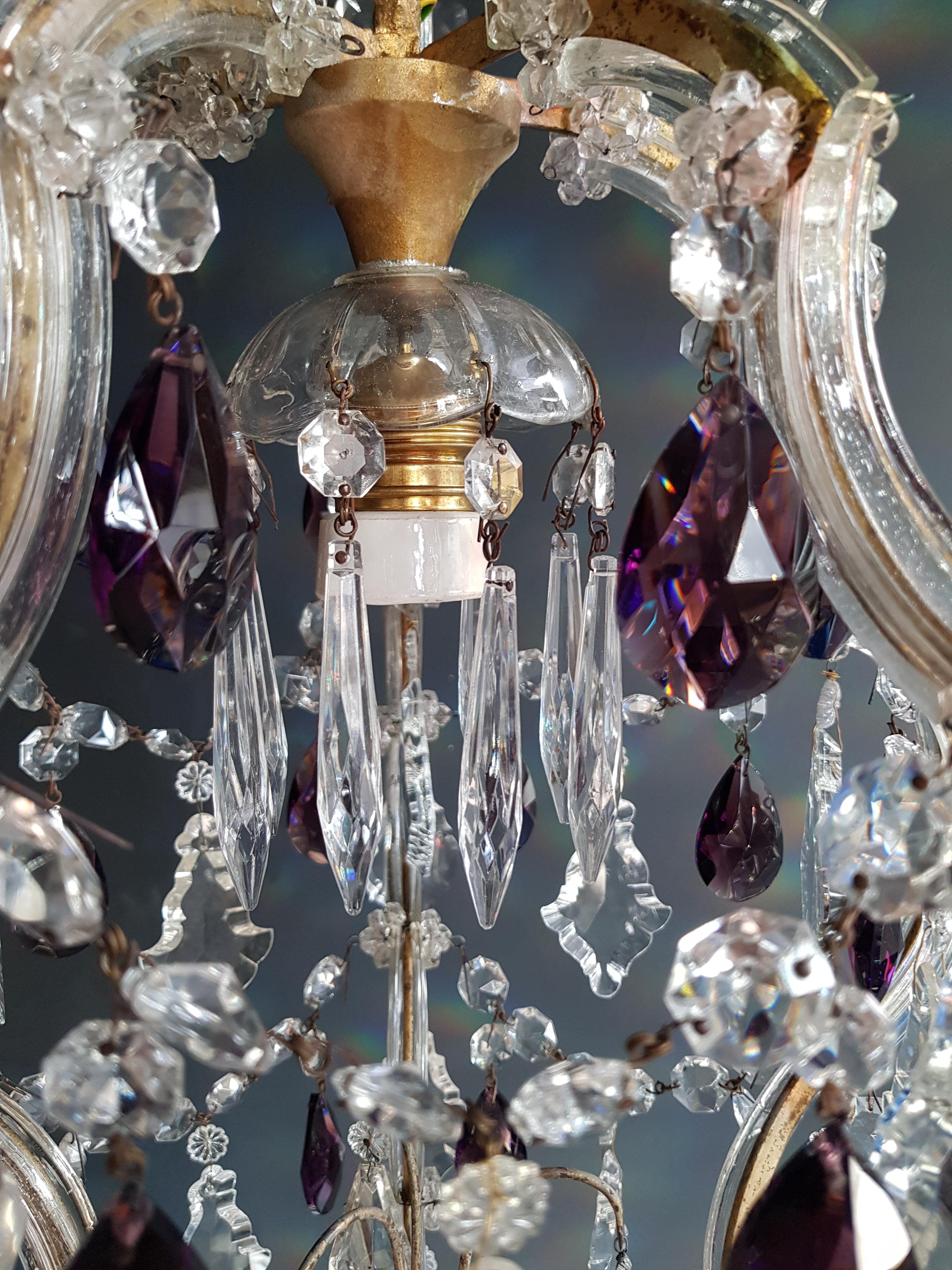 Maria Theresa Crystal Purple Chandelier Antique Ceiling Lamp Lustre Art Nouveau For Sale 1