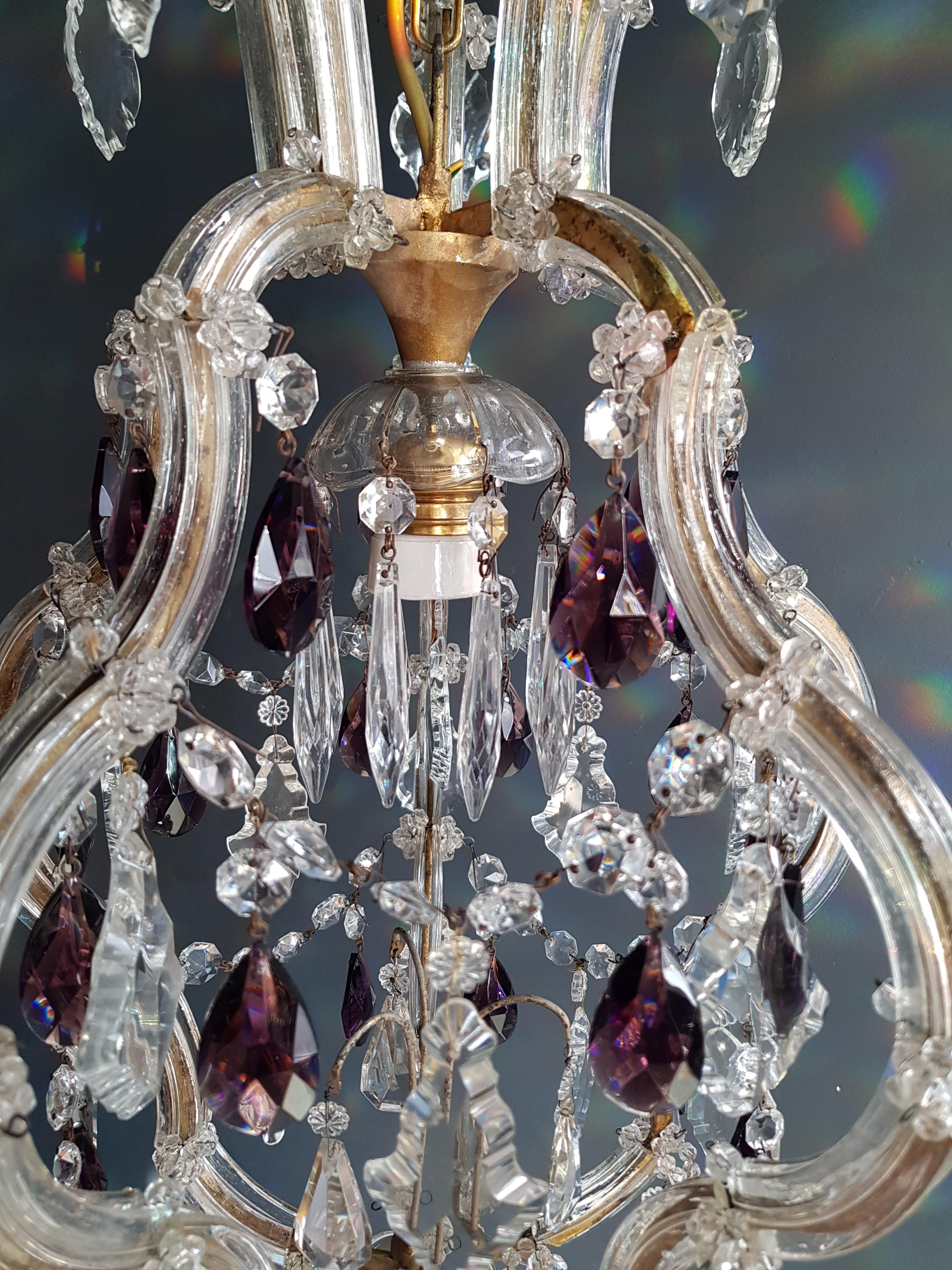 Maria Theresa Crystal Purple Chandelier Antique Ceiling Lamp Lustre Art Nouveau For Sale 2