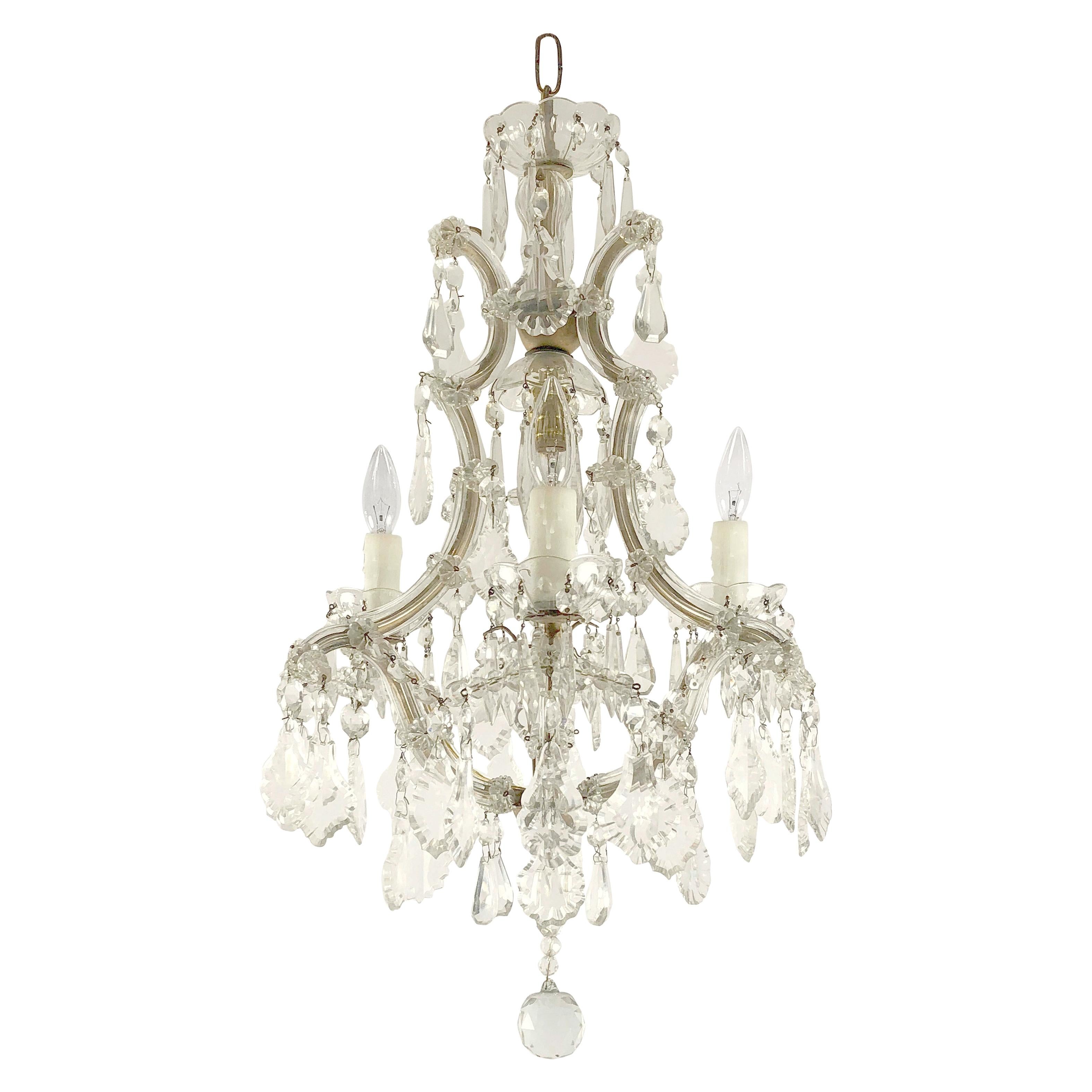 Maria Theresa Four-Light Crystal Drop Chandelier from Italy