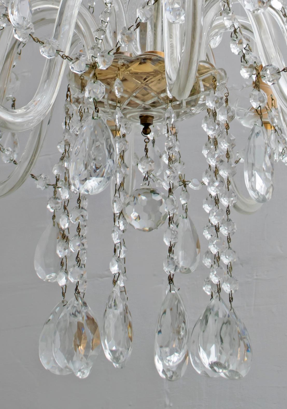 Lustre italien en cristal de style mi-siècle moderne Marie-Thérèse à 15 lumières, années 1950 en vente 1