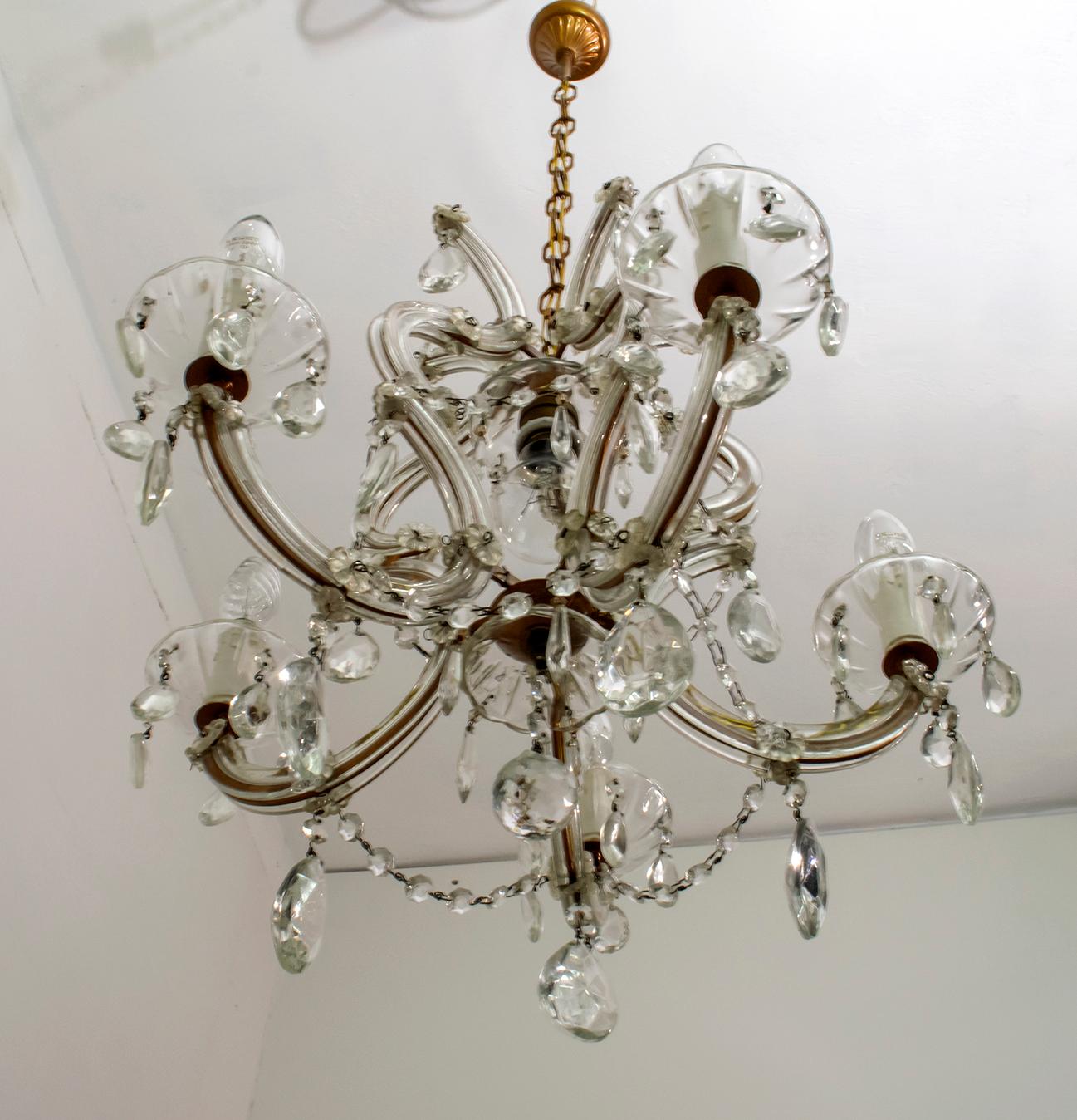 Maria Theresa Mid-Century Modern Italian 6-Light Crystal Chandelier, 1950s 4