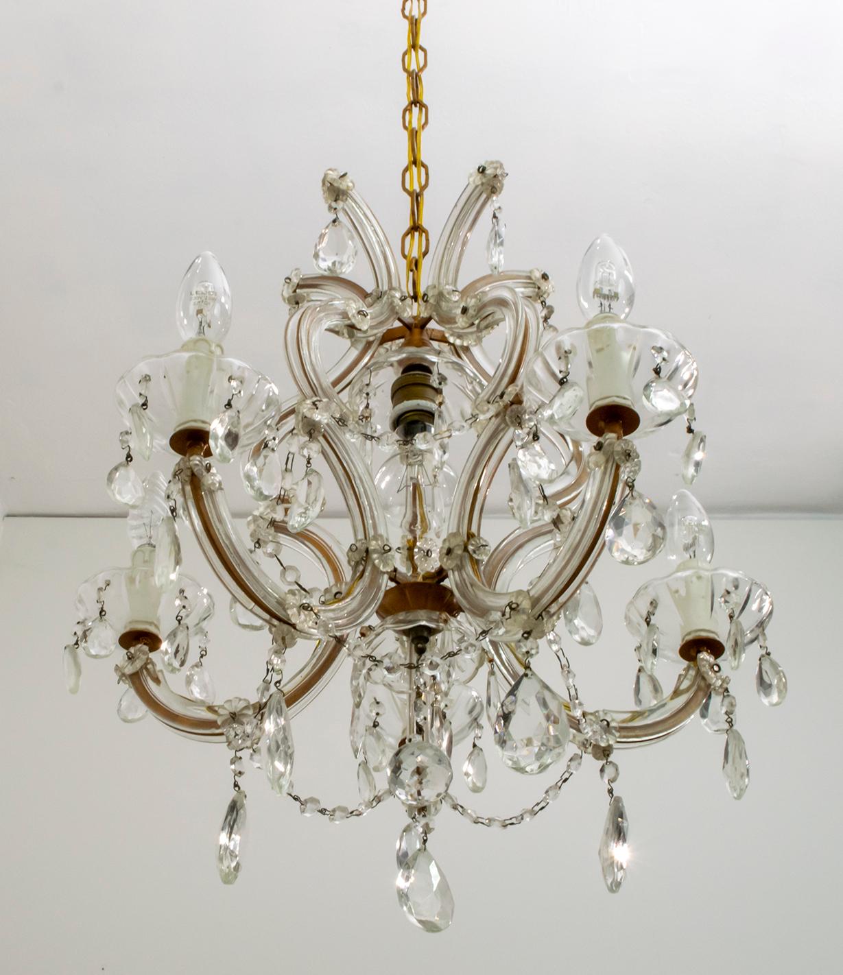 Maria Theresa Mid-Century Modern Italian 6-Light Crystal Chandelier, 1950s 2