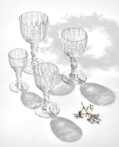 Maria Theresa Red Wine Crystal Goblet Clear, Hand Engraved Watteau Motif, 9.8 oz