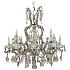 Vintage Maria Theresa Seventeen-Light Crystal Drop Chandelier from Italy