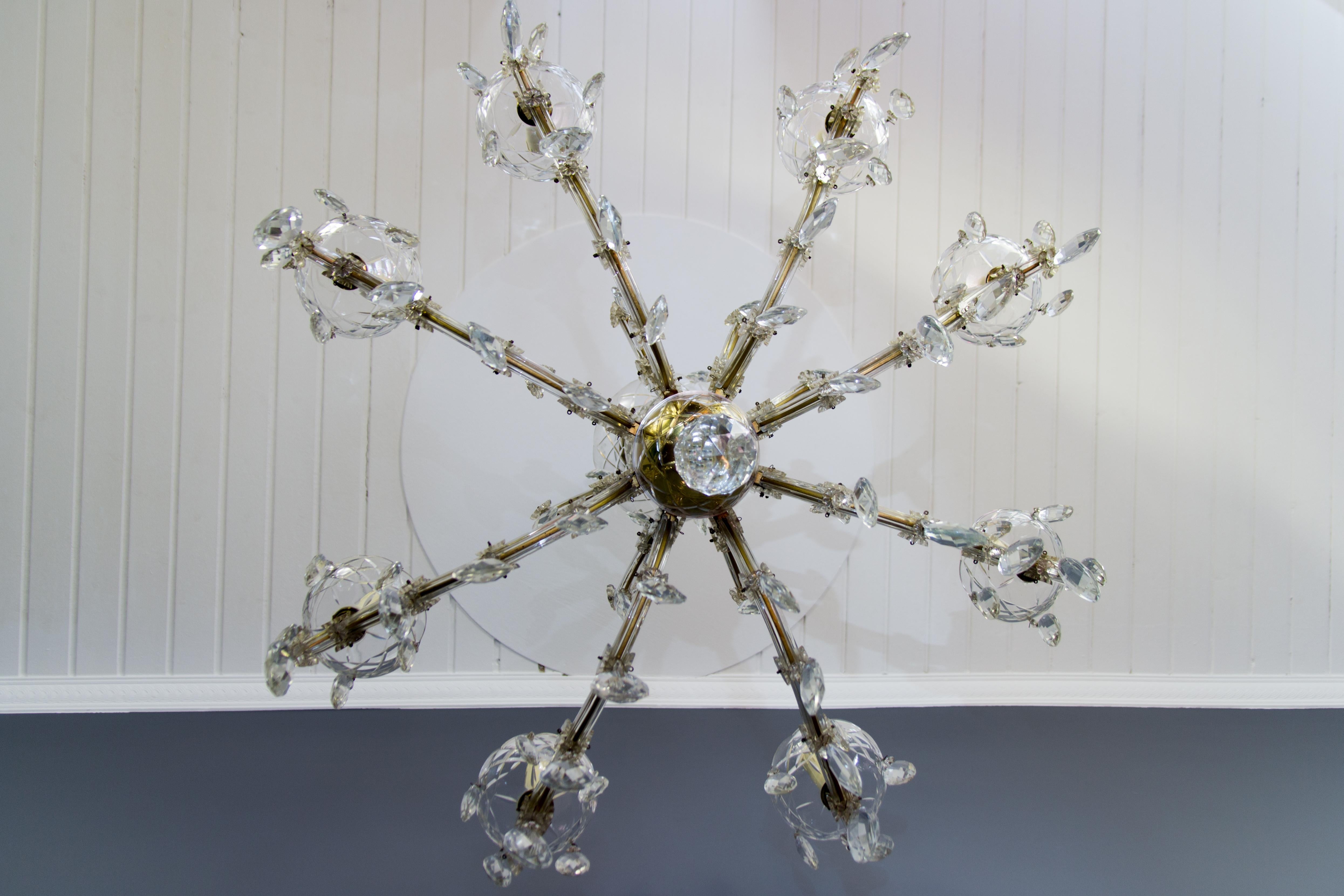Maria Theresa Style Eight-Light Crystal Glass Chandelier, Italy, 1950s For Sale 2