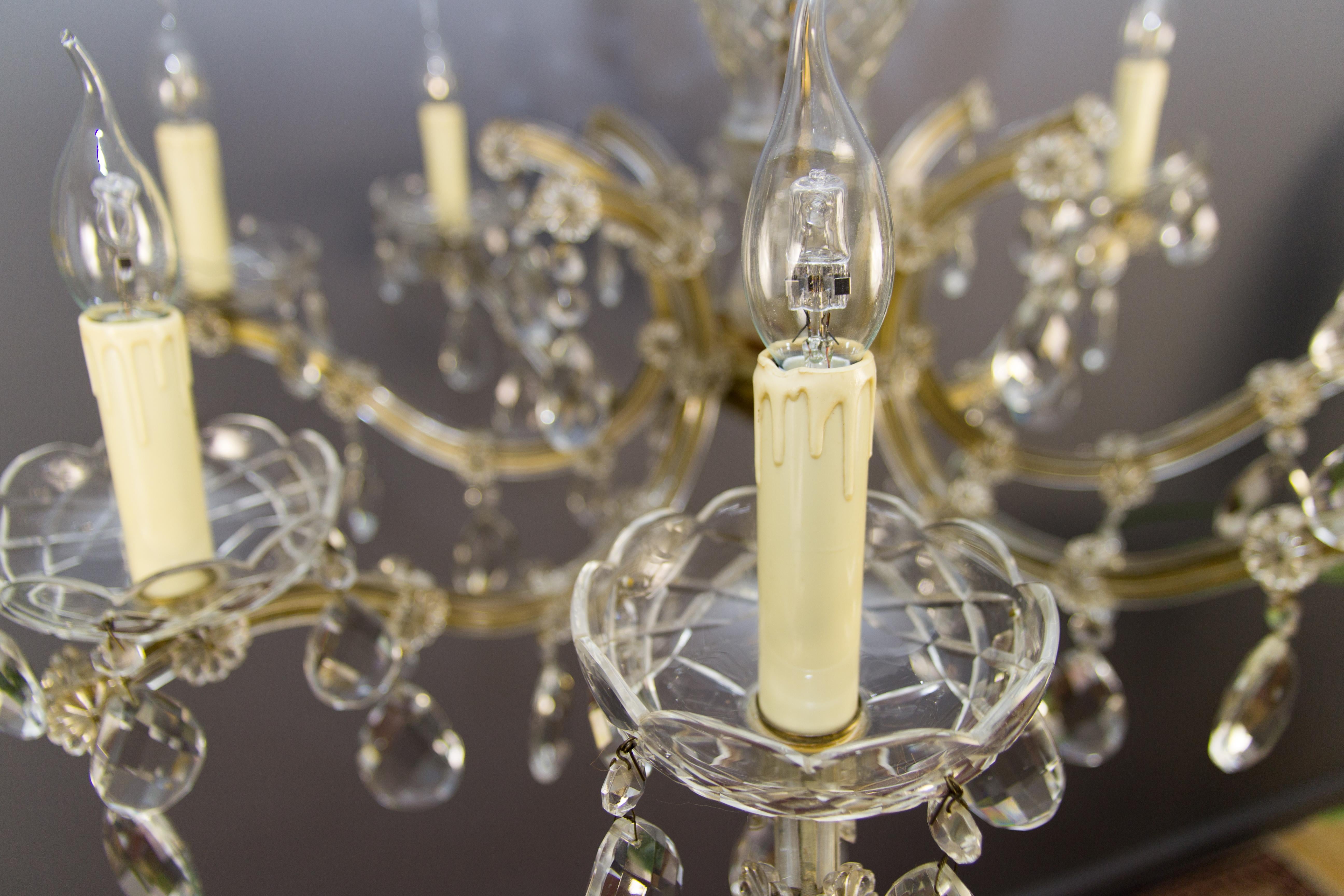 Maria Theresa Style Eight-Light Crystal Glass Chandelier, Italy, 1950s For Sale 4