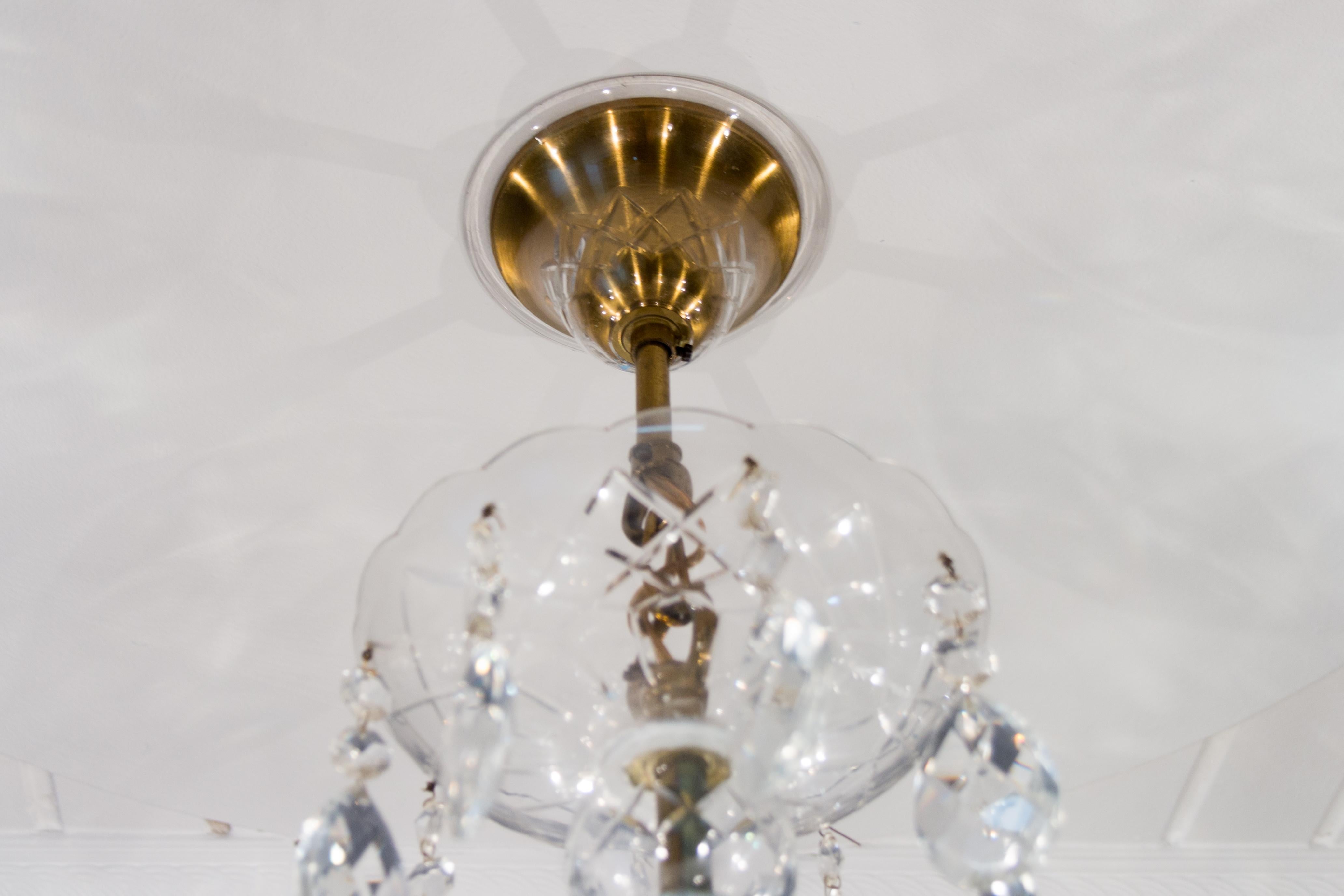 Maria Theresa Style Eight-Light Crystal Glass Chandelier, Italy, 1950s For Sale 8