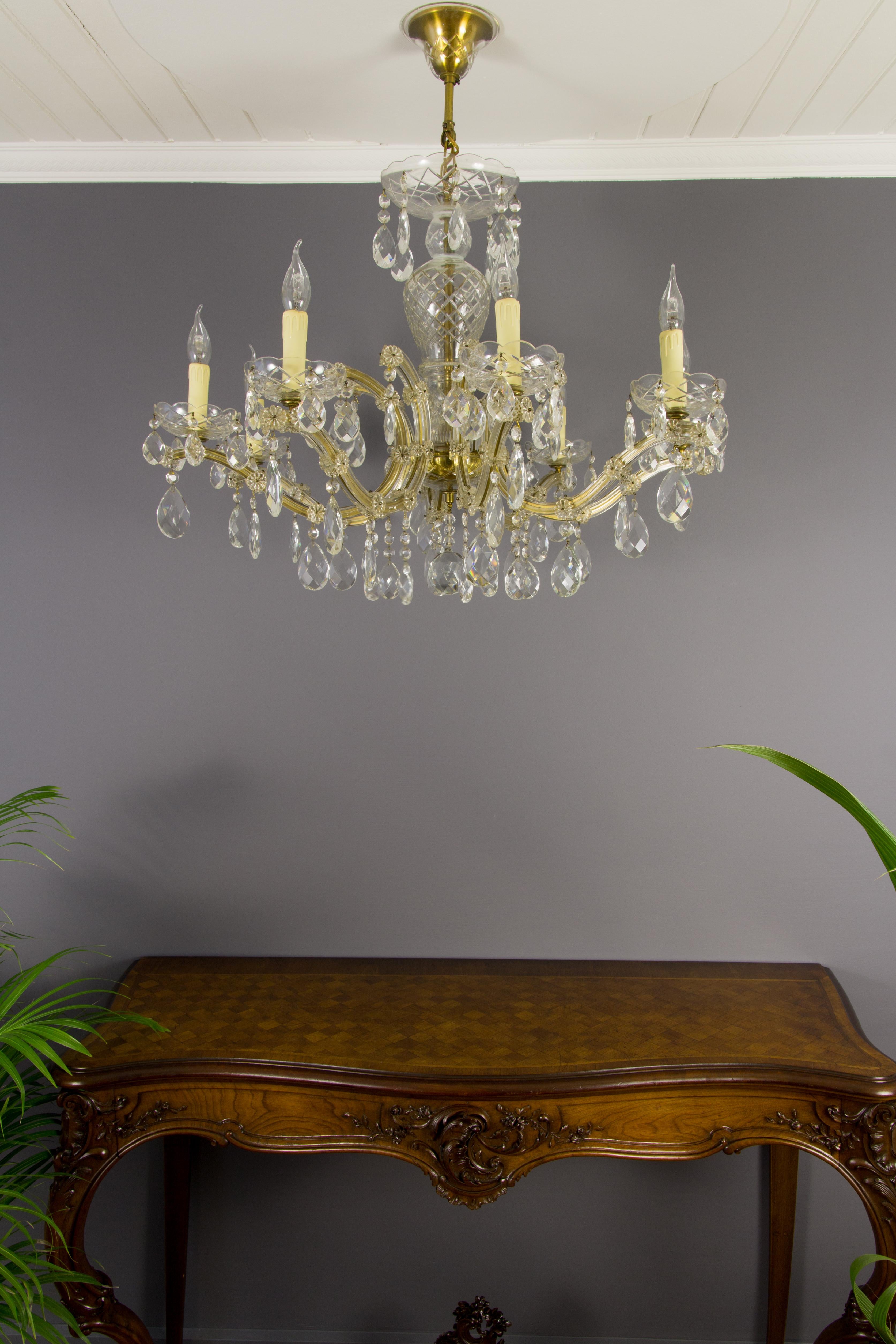 Maria Theresa Style Eight-Light Crystal Glass Chandelier, Italy, 1950s For Sale 10
