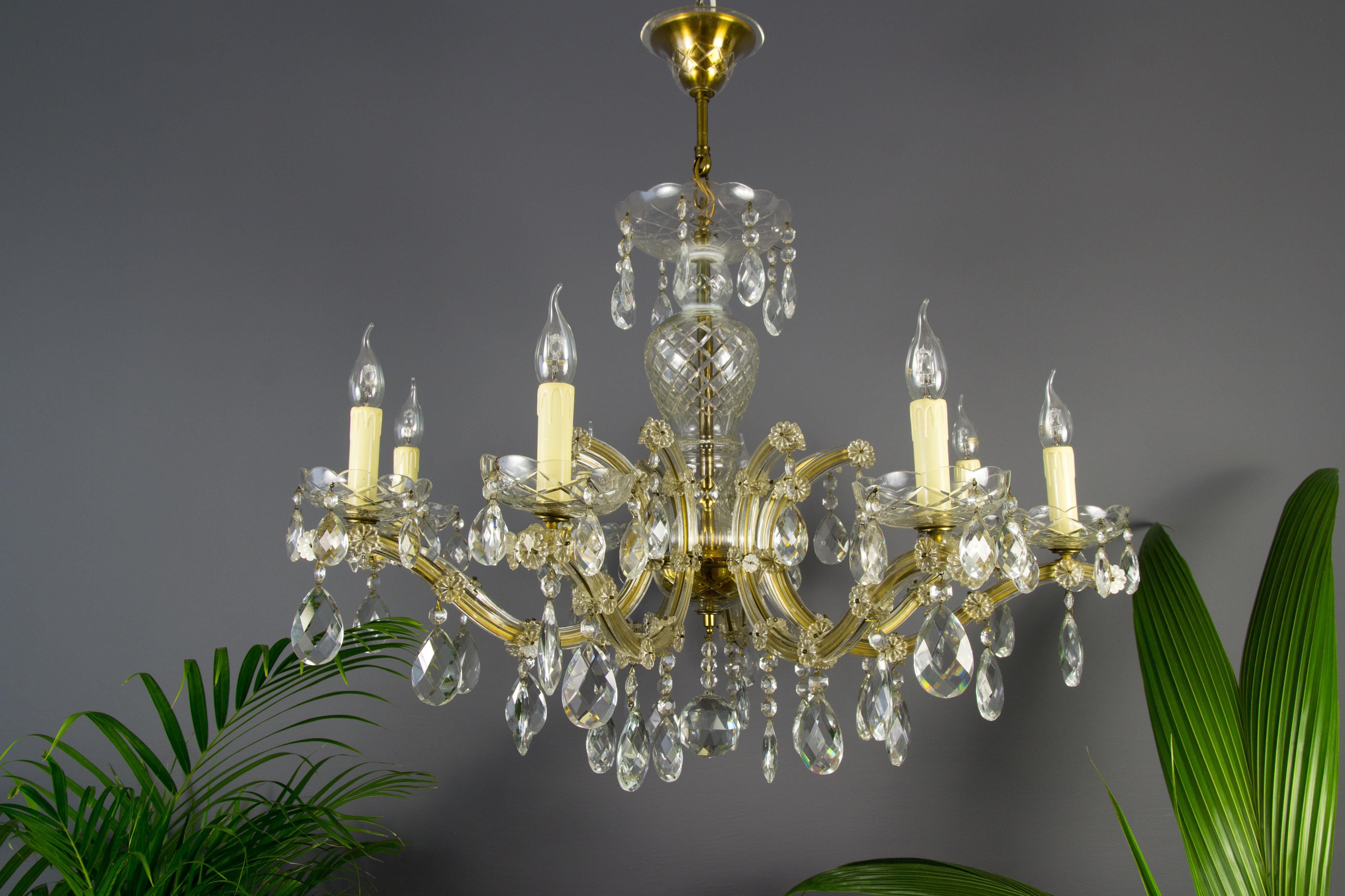 Italian Maria Theresa Style Eight-Light Crystal Glass Chandelier, Italy, 1950s For Sale