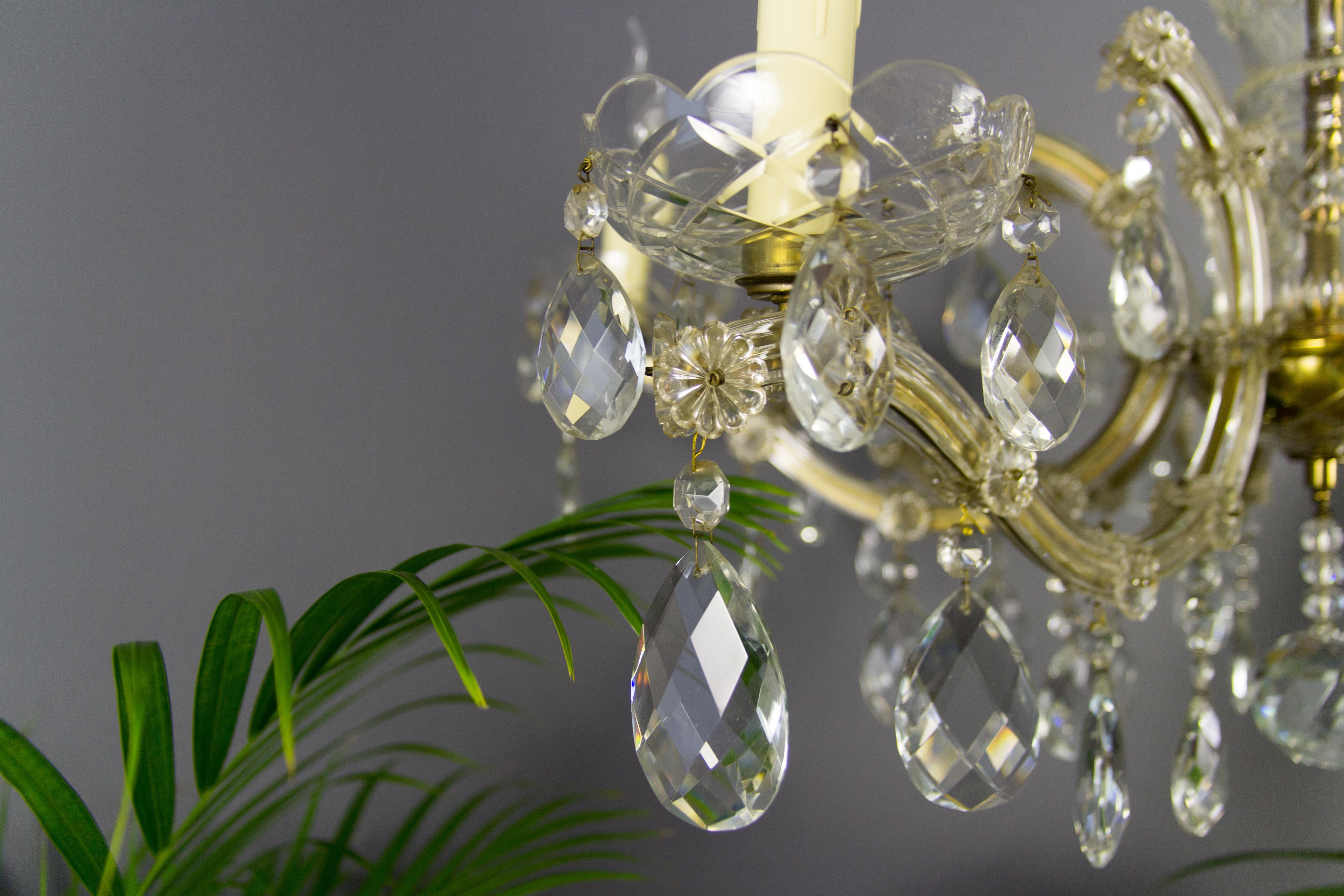 Metal Maria Theresa Style Eight-Light Crystal Glass Chandelier, Italy, 1950s For Sale