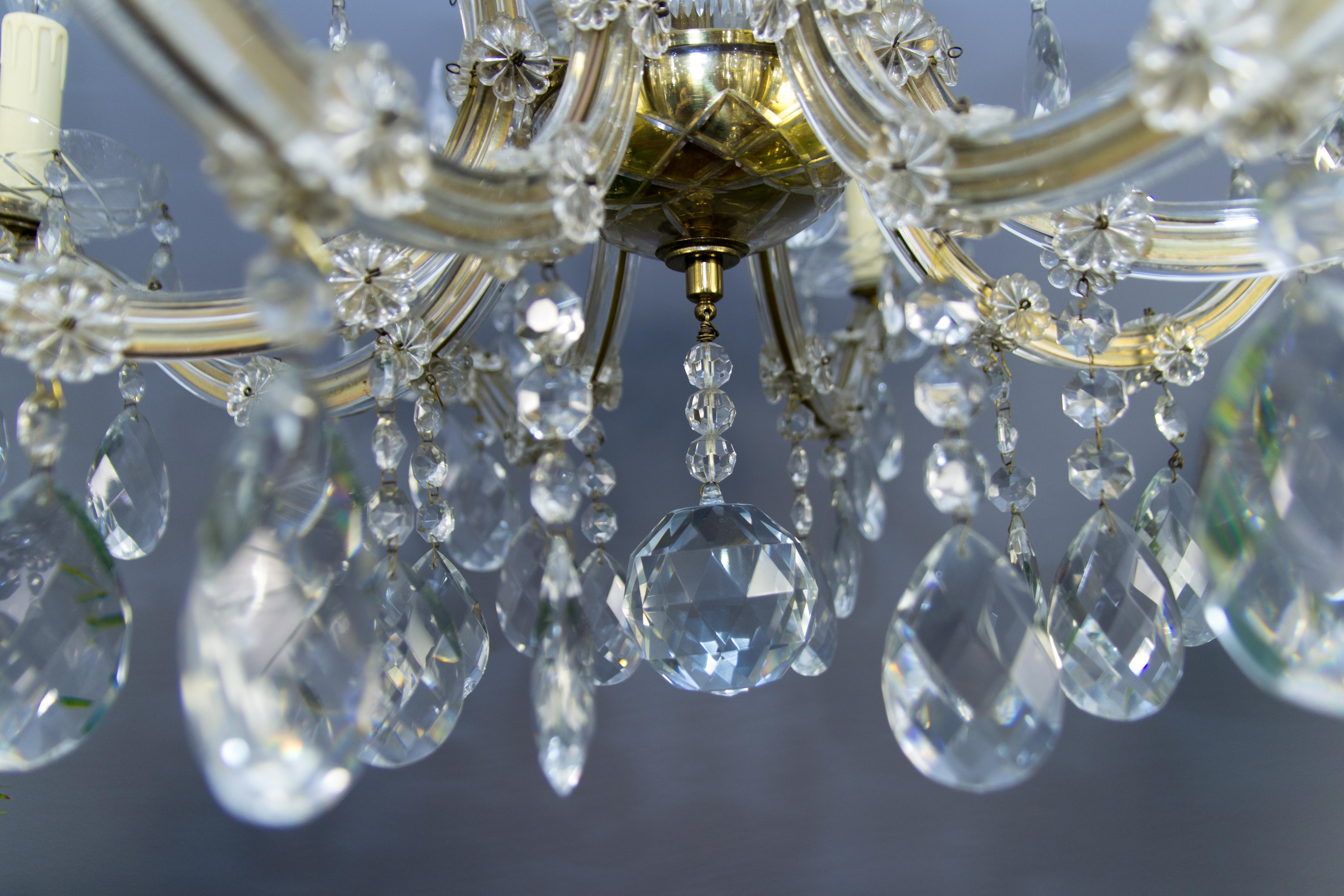 Maria Theresa Style Eight-Light Crystal Glass Chandelier, Italy, 1950s For Sale 1