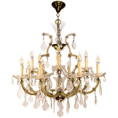 Lustre à dix-huit lumières en cristal de style Marie-Thérèse, années 1950