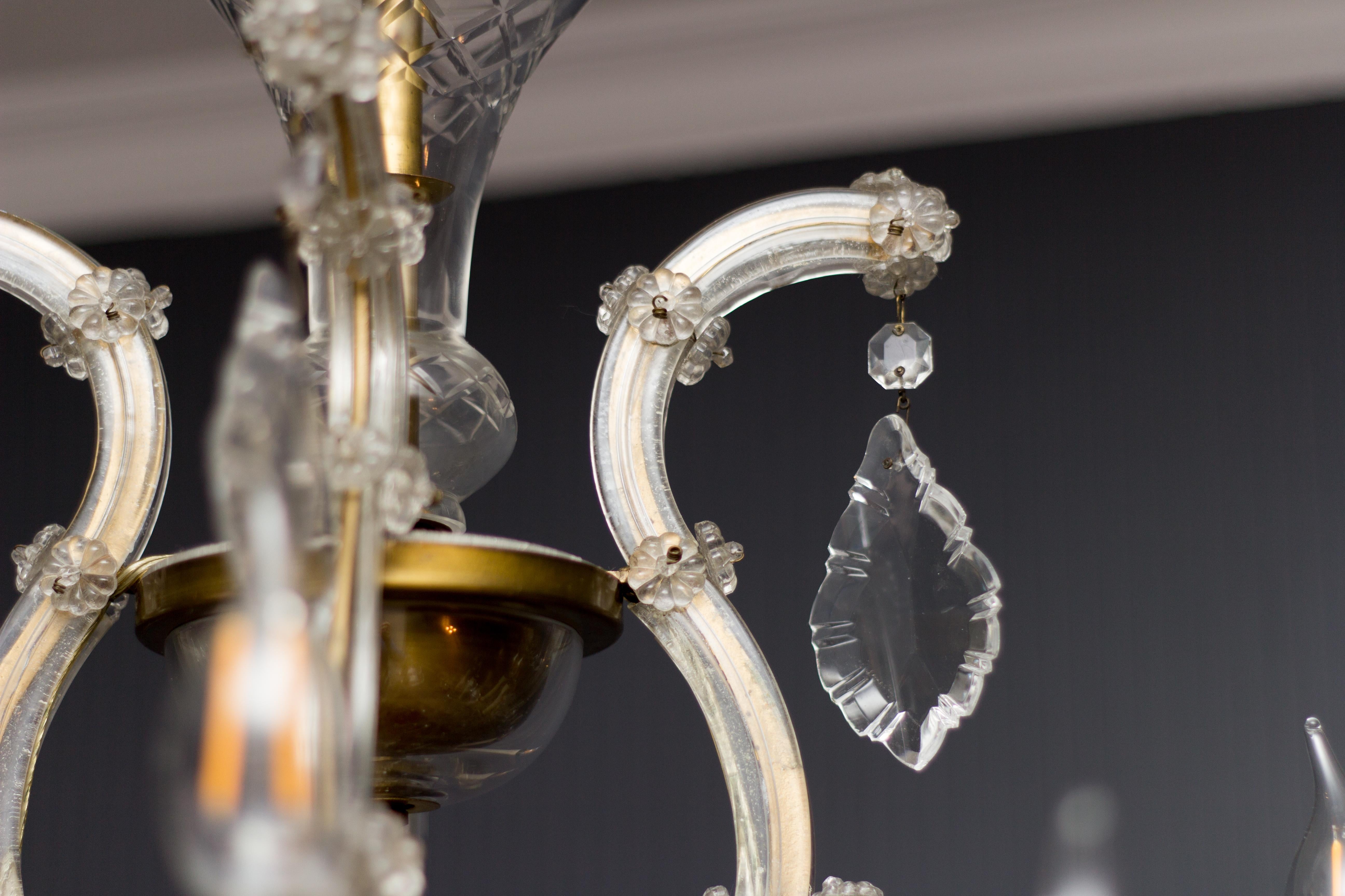 Maria Theresa Style Thirteen-Light Crystal Chandelier, 1950s For Sale 2