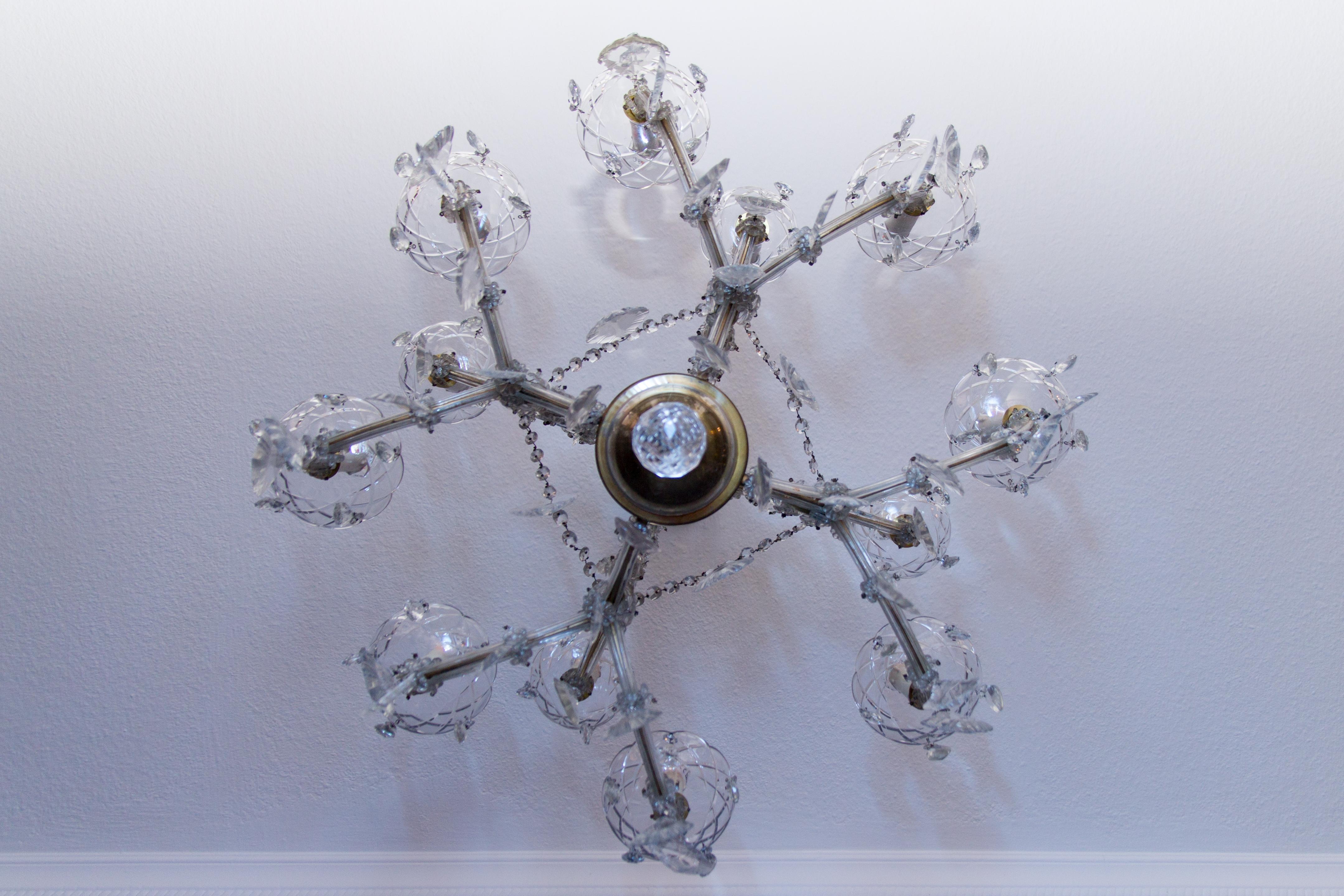 Maria Theresa Style Thirteen-Light Crystal Chandelier, 1950s For Sale 7