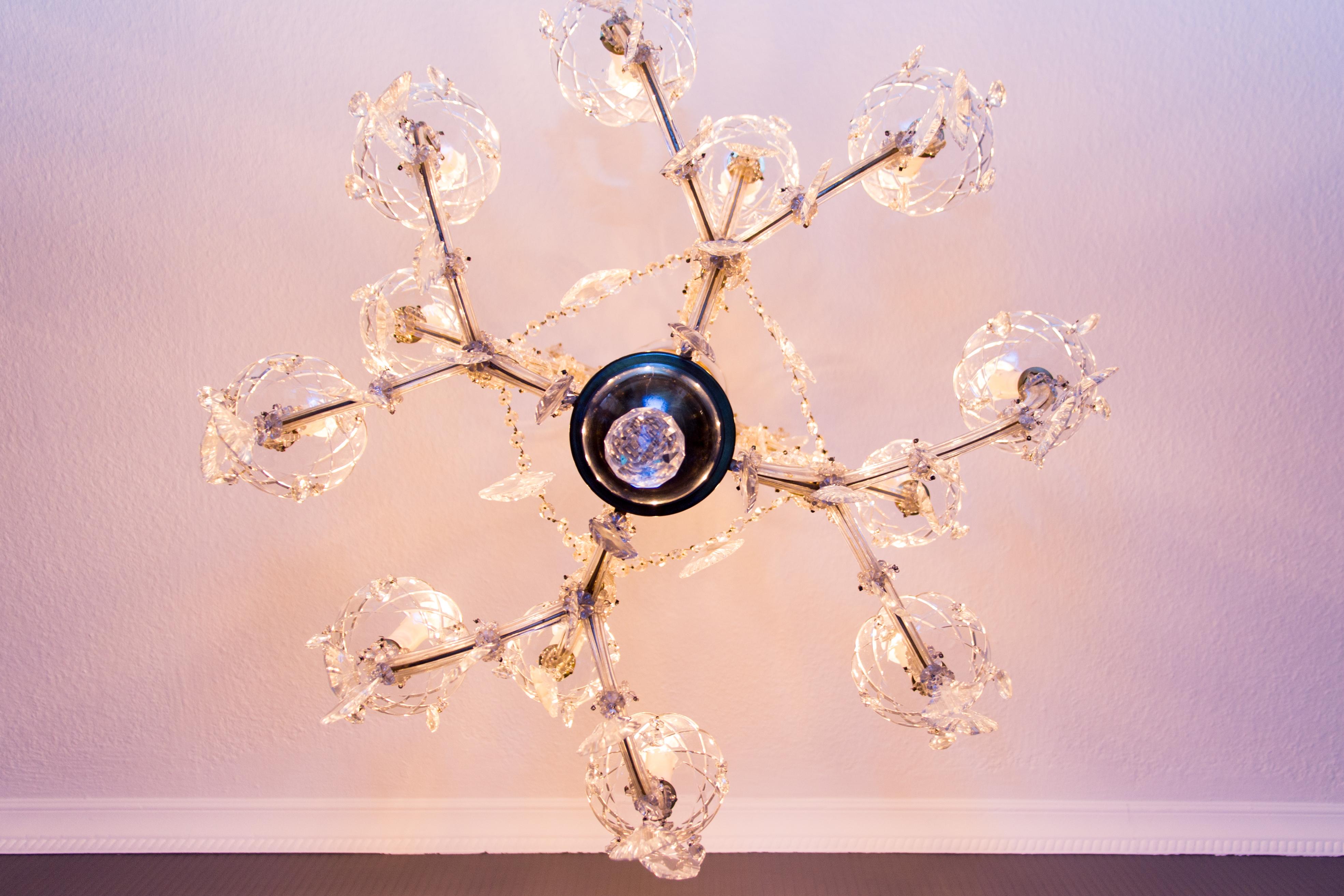 Maria Theresa Style Thirteen-Light Crystal Chandelier, 1950s For Sale 8