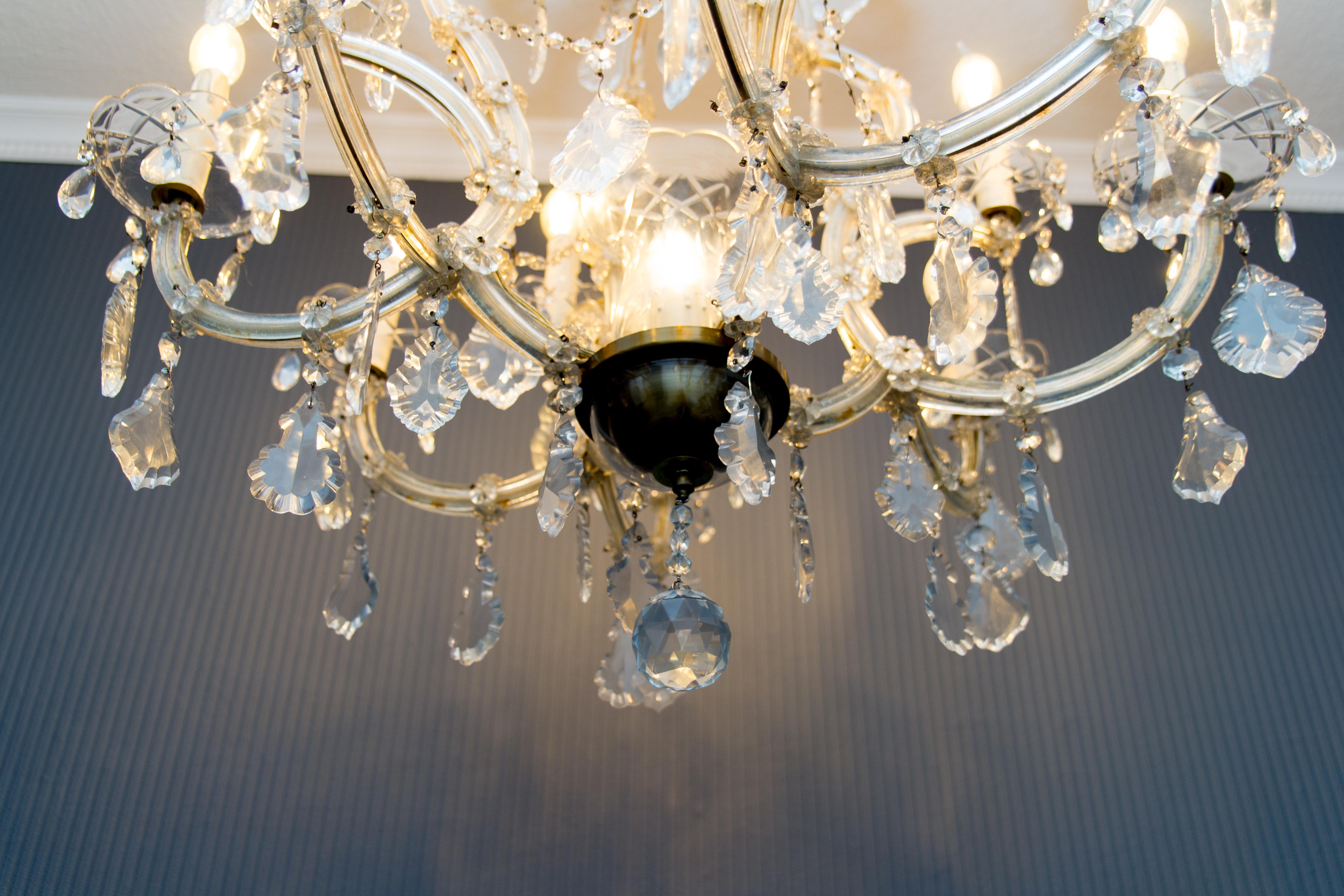 Maria Theresa Style Thirteen-Light Crystal Chandelier, 1950s For Sale 9