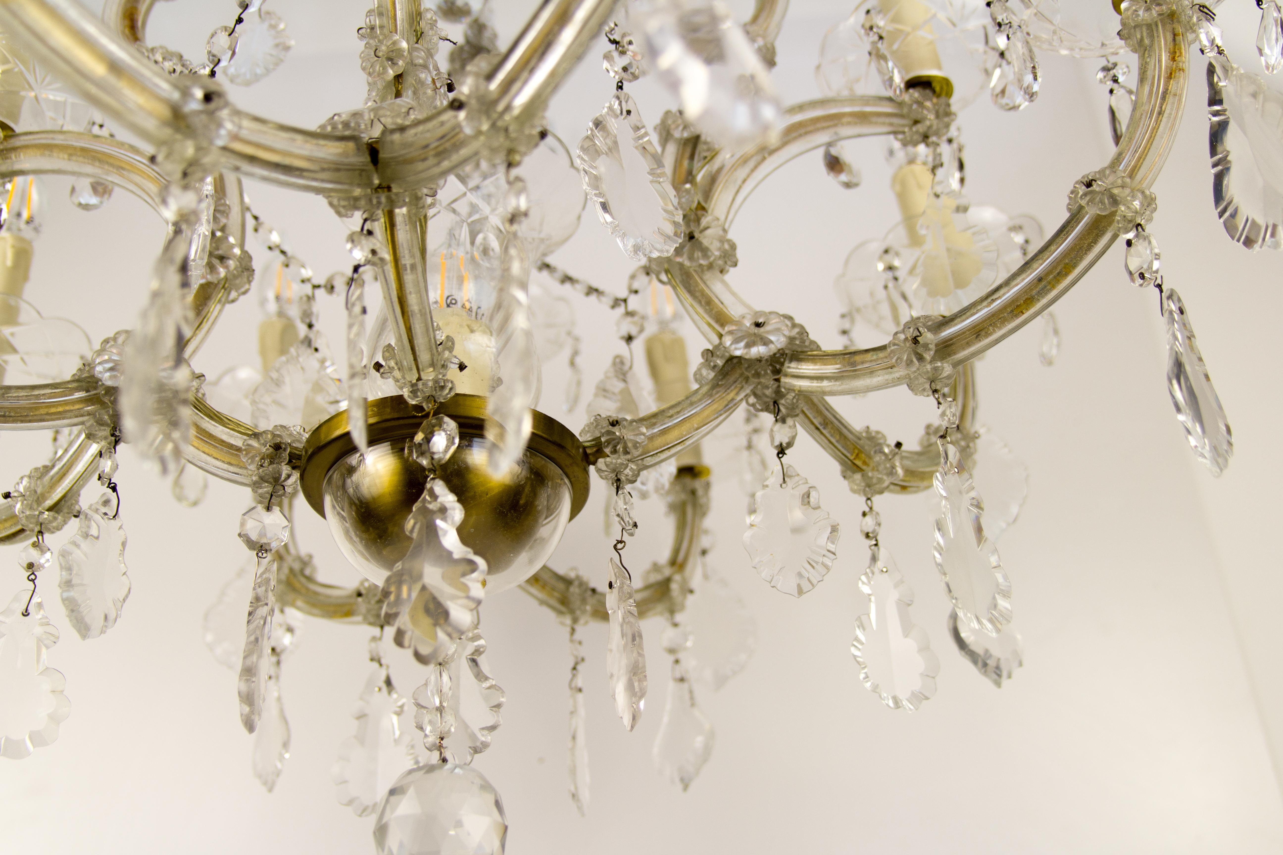 Maria Theresa Style Thirteen-Light Crystal Chandelier, 1950s For Sale 5