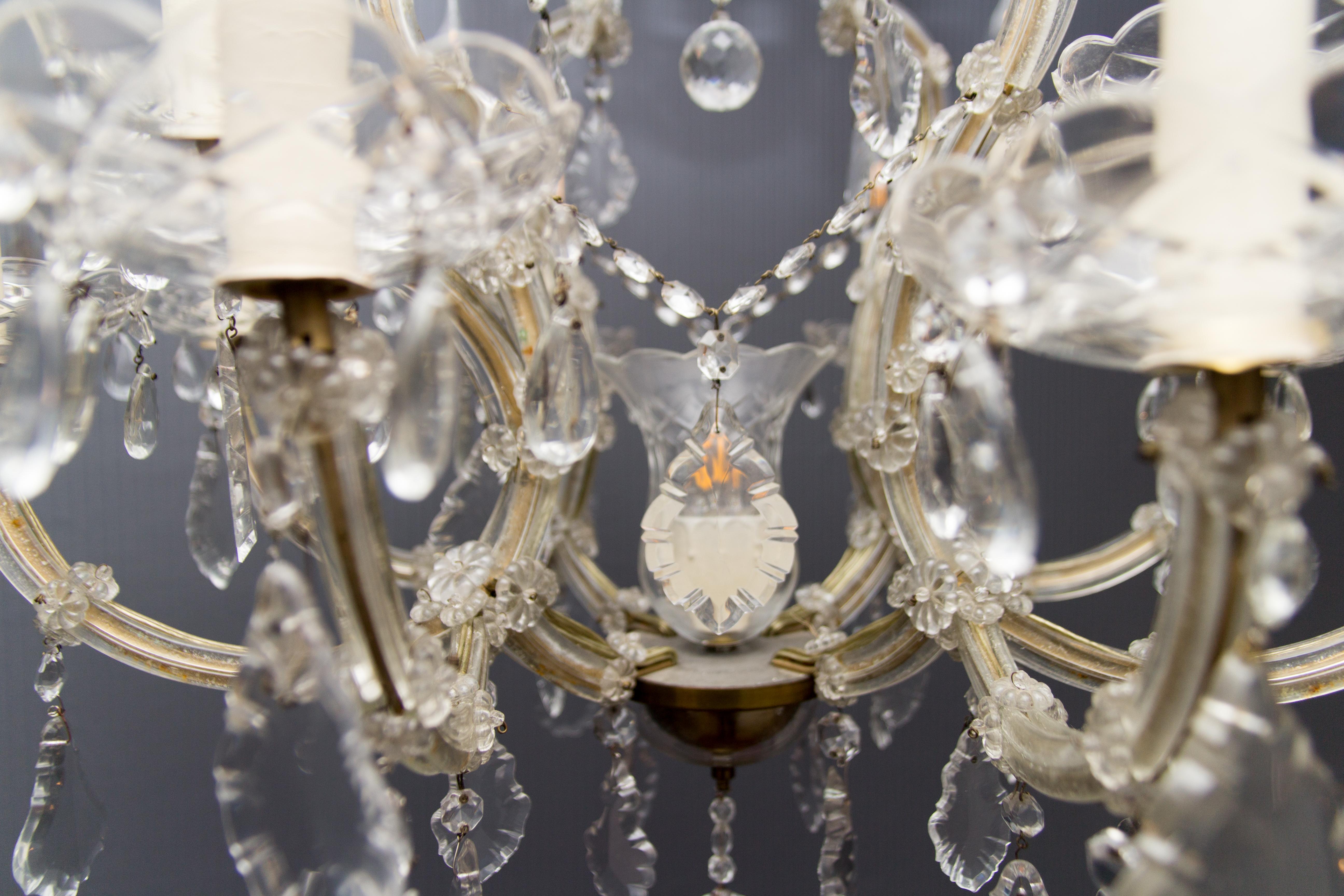 Maria Theresa Style Thirteen-Light Crystal Chandelier, 1950s For Sale 4