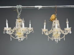 Maria Theresa Style, Venetian Chandeliers, Crystal, Brass, Italy, 1960s