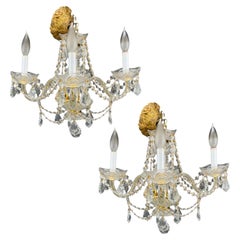 Maria Theresa Style, Venetian Chandeliers, Crystal, Brass, Italy, 1960s
