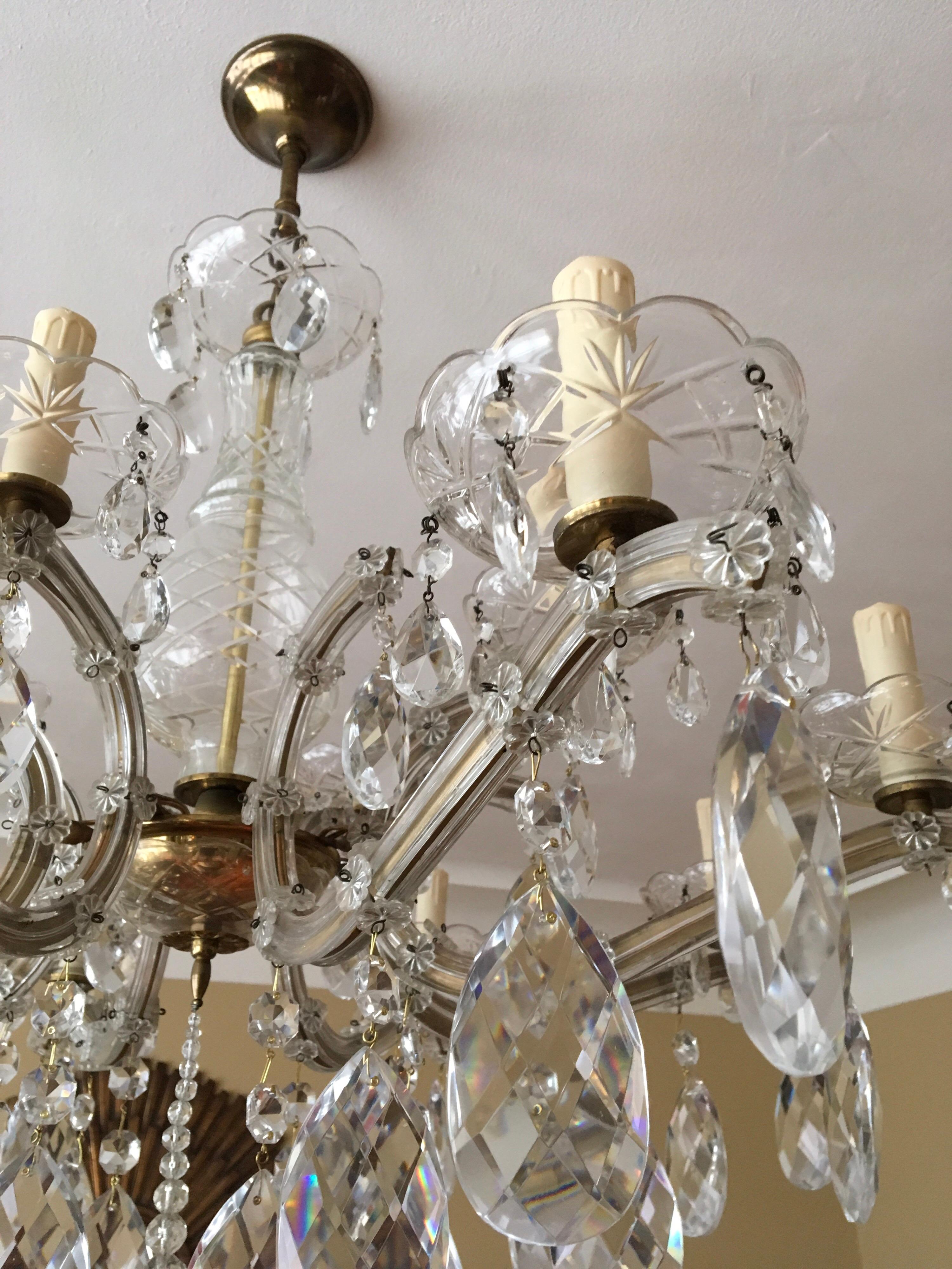 Crystal Chandelier Maria Theresa Style with 12 Lights , Mid-20th Century  For Sale 8