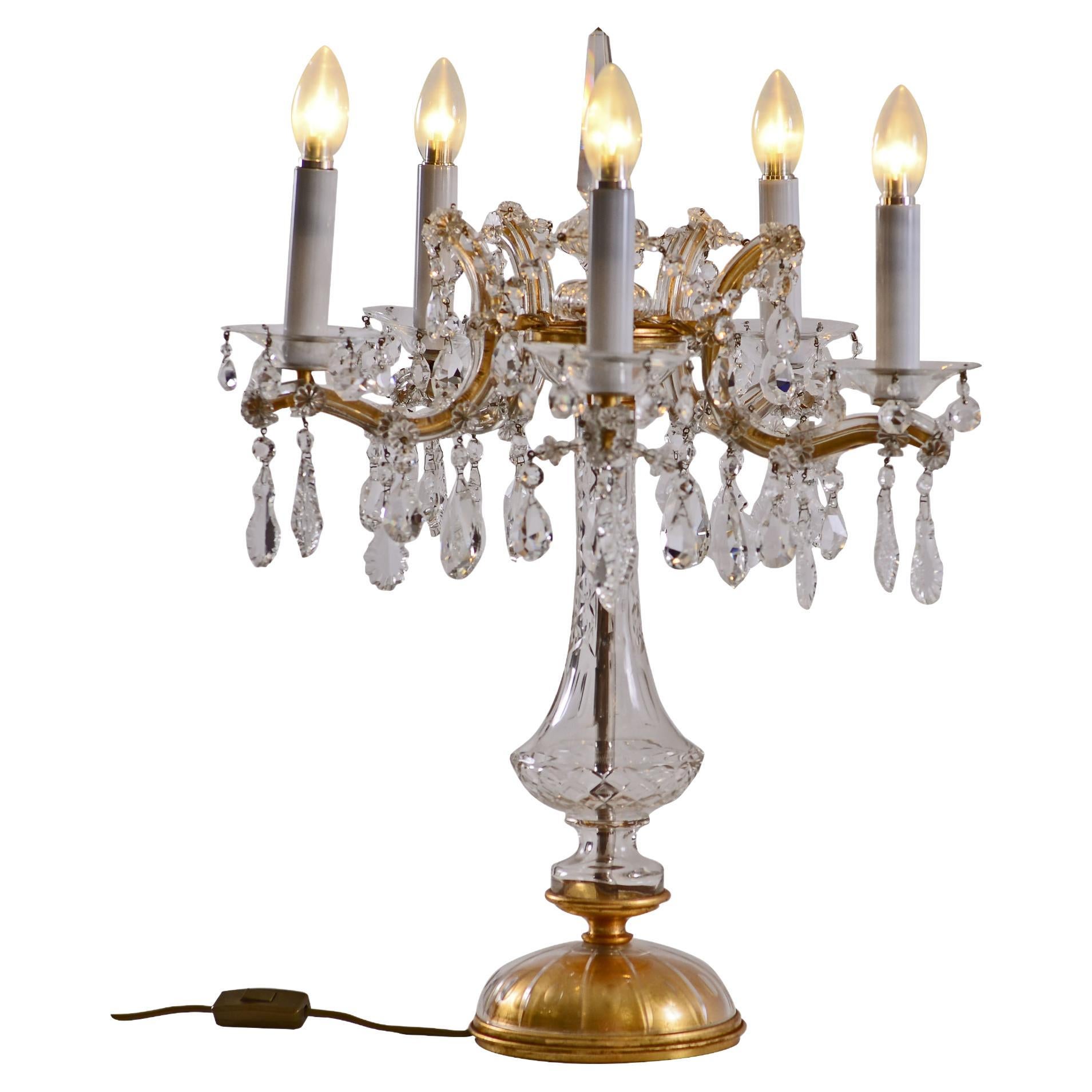 Maria Theresia Crystal Glass Table Lamp Early 20th Century Original from 1900 For Sale
