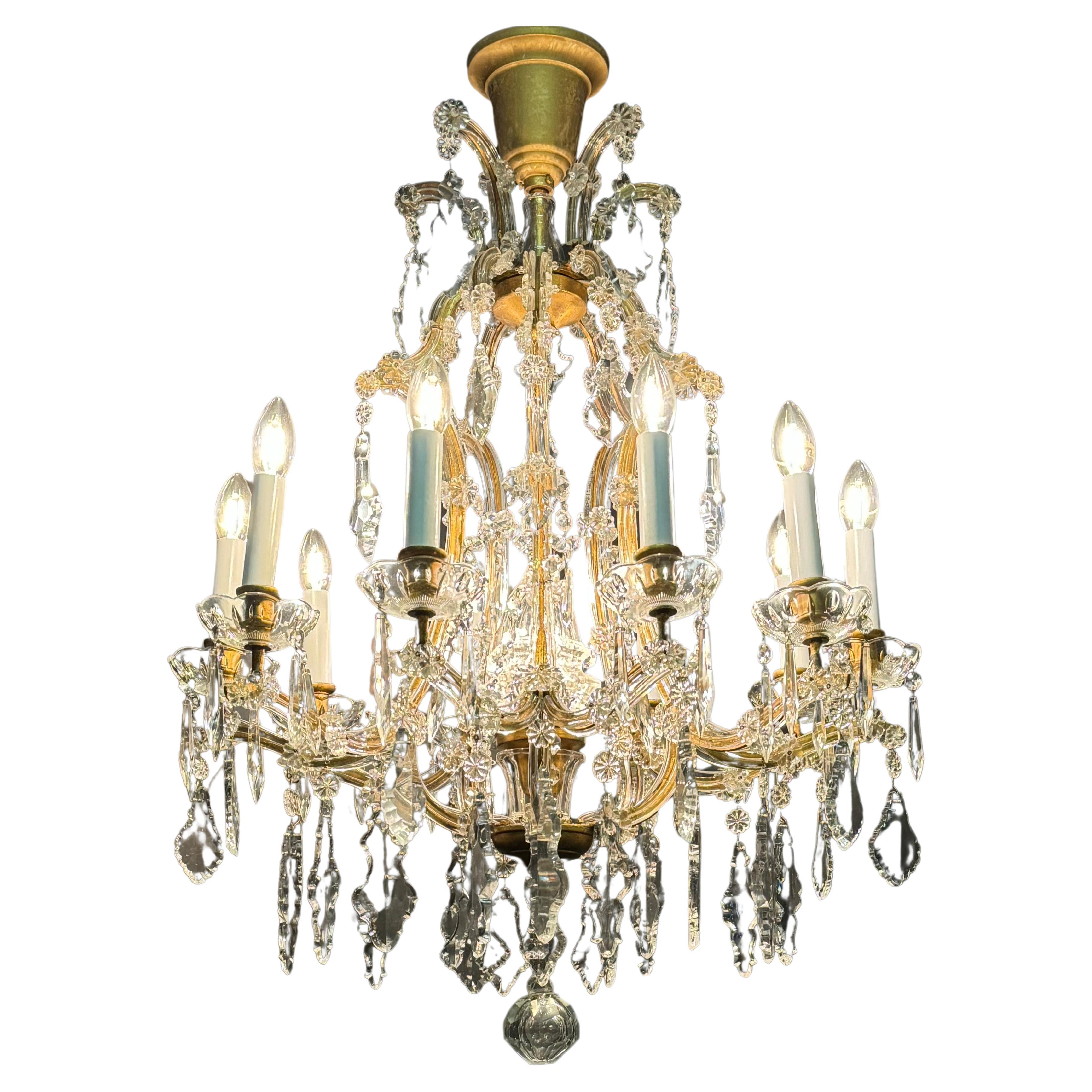 Maria Theresia Gilt Iron Crystal and Chandelier by J. & L. Lobmeyr, ca. 1950s