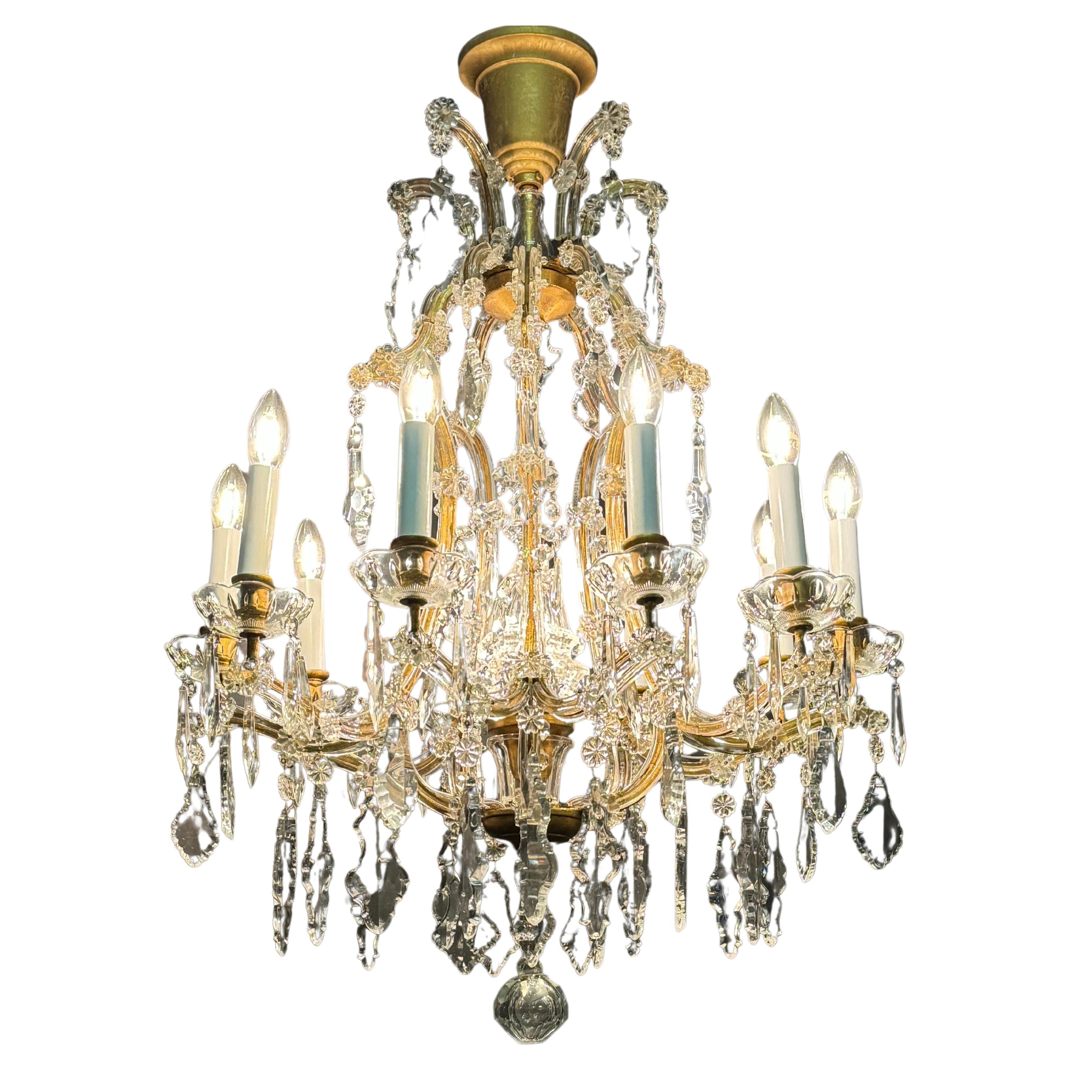 Lustre Maria Theresia en fer doré et cristal par J. & L. Lobmeyr, vers 1950