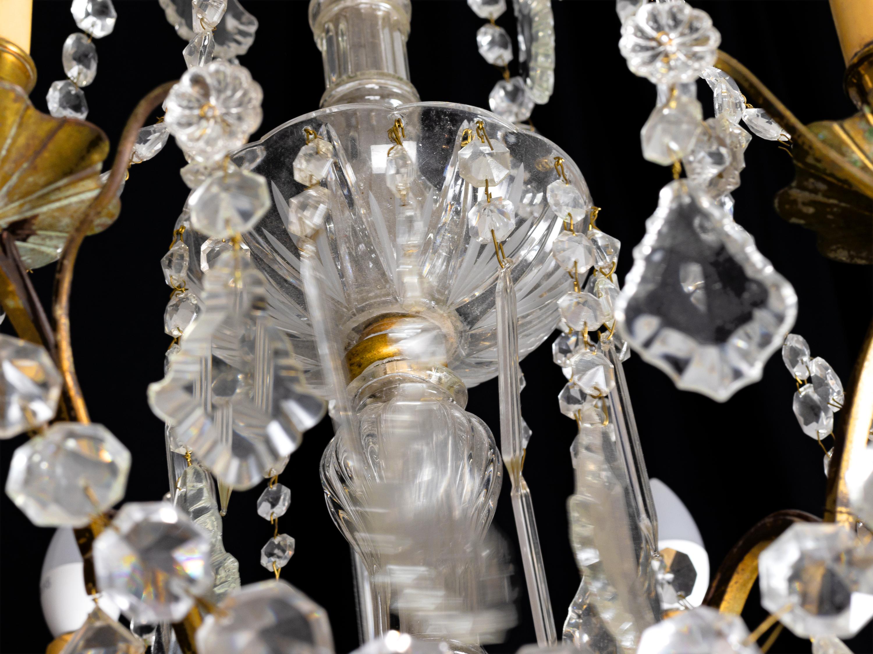 Maria Thereza Style Six Arms Glass Chandelier, 20th Century In Good Condition For Sale In Lisbon, PT