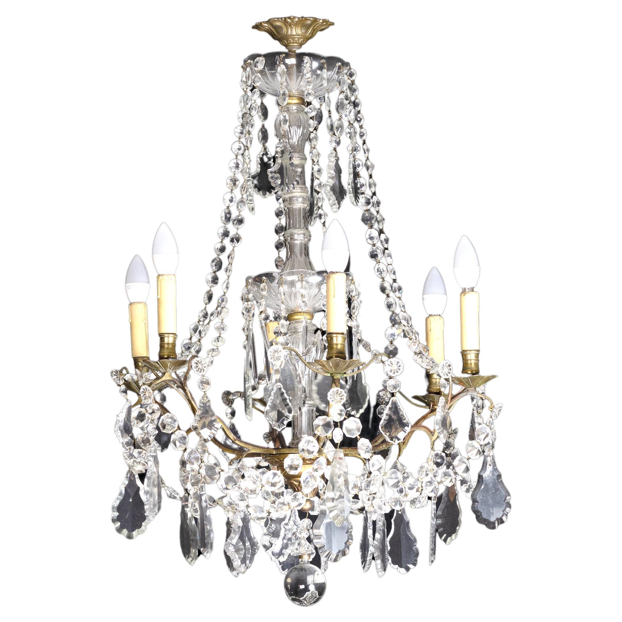 Maria Thereza Style Six Arms Glass Chandelier, 20th Century