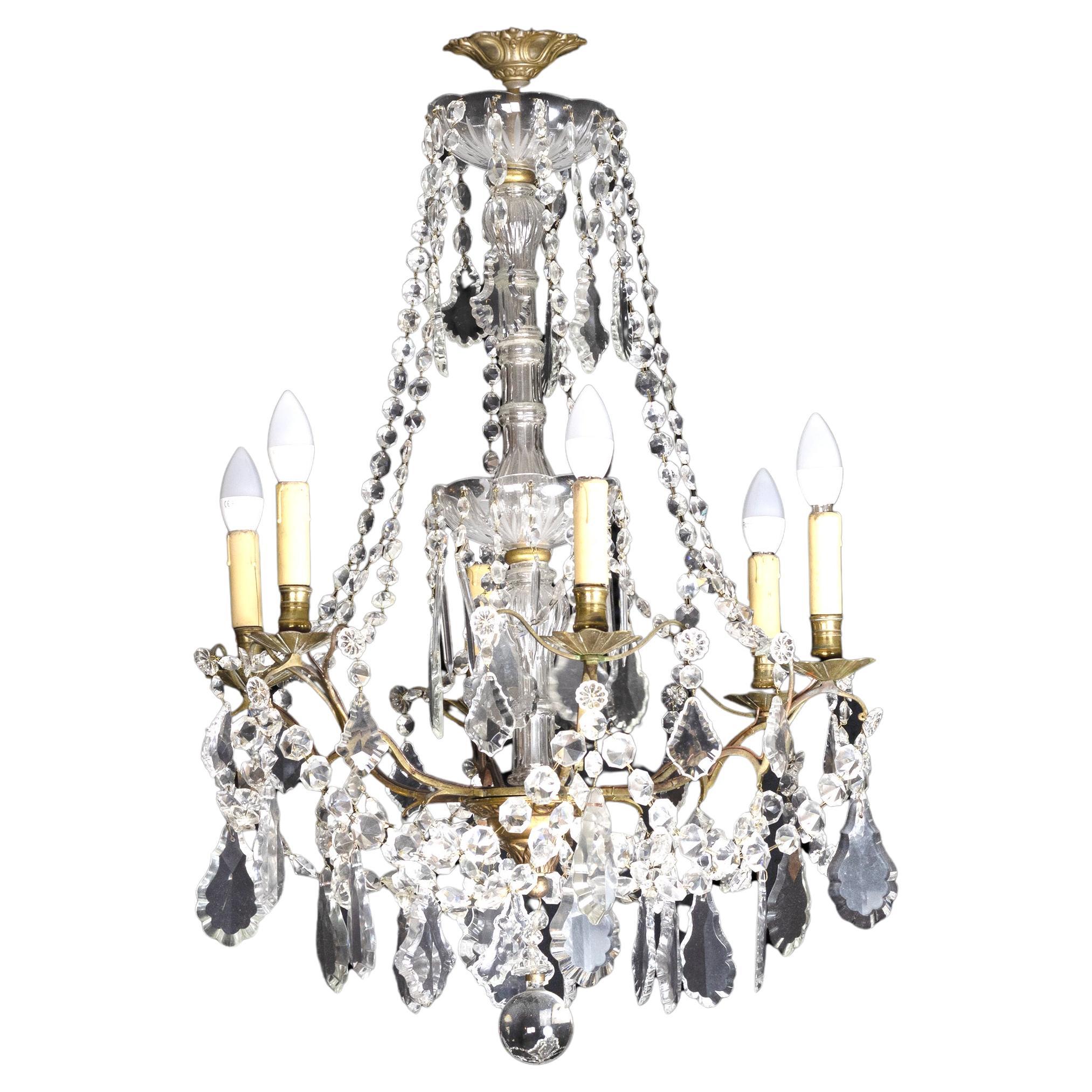 Maria Thereza Style Six Arms Glass Chandelier, 20th Century For Sale