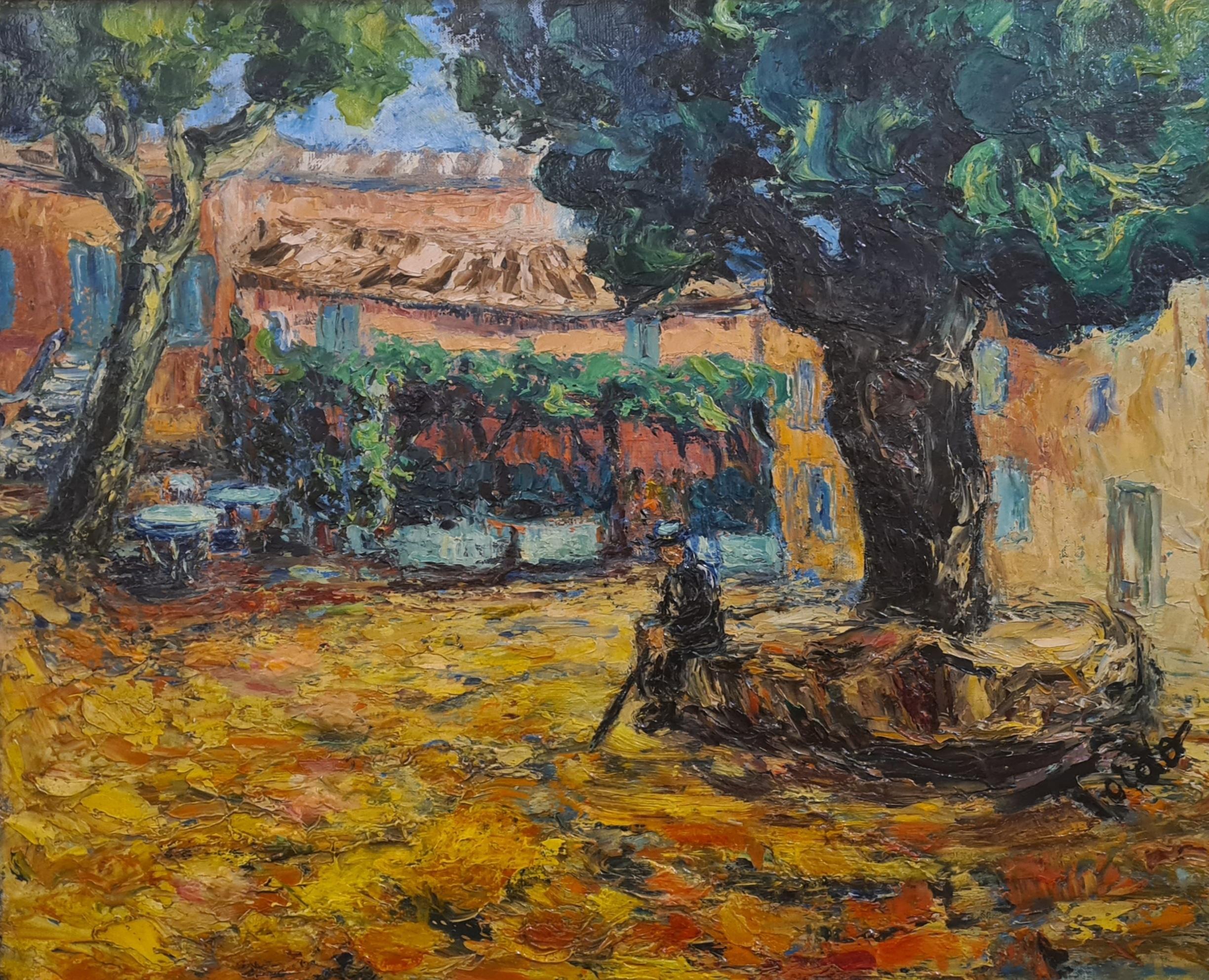 Under the Tree, Ramatuelle, South of France - Painting by Maria Tordo