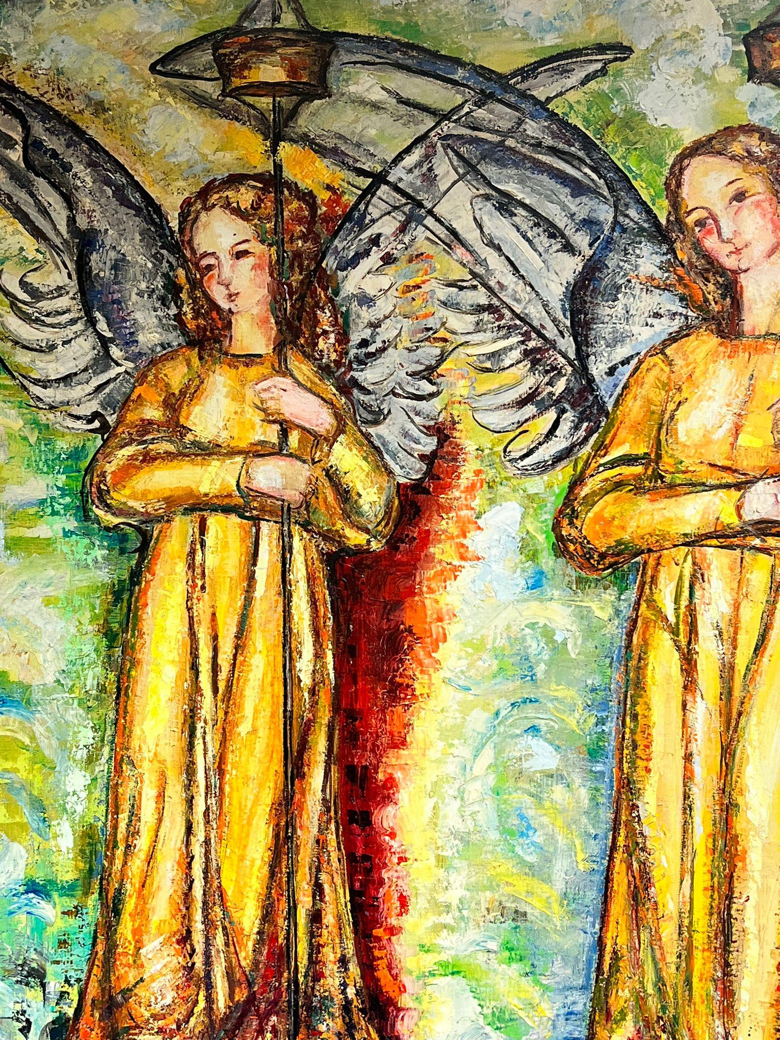 The Two Angels
by Maria Tort Xirau (Catalan, 1924-2018)
signed lower corner
dated 1991
oil painting on canvas, framed

canvas: 45 x 44 inches
framed: 51 x 49 inches

Very good condition. 

Provenance: from the artists estate, France

Maria Tort