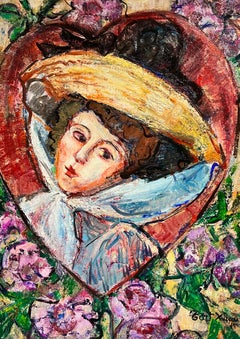 Huge Spanish/ French Oil Painting Elegant Lady in a Hat