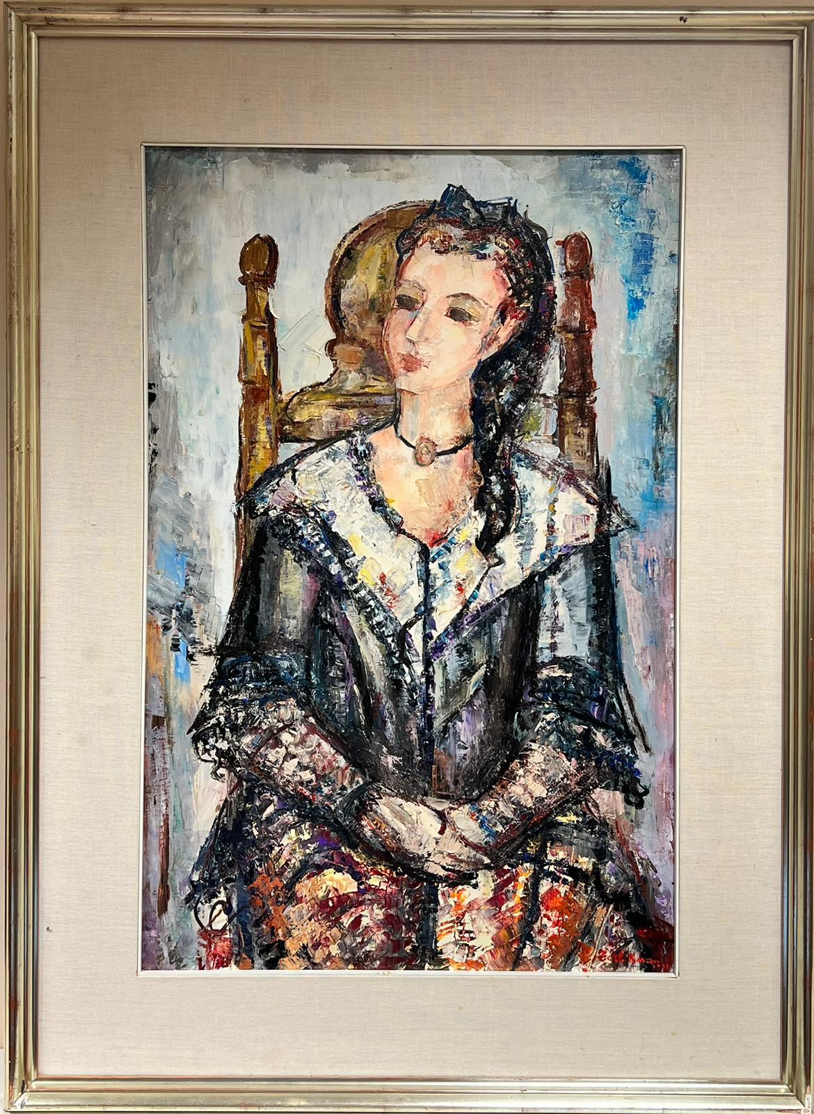 Portrait of a Lady in a Chair
by Maria Tort Xirau (Catalan, 1924-2018)
signed lower corner
dated 1991
oil painting on canvas, framed

canvas: 47 x 37.5 inches
framed: 37 x 25 inches

Very good condition. 

Provenance: from the artists estate,
