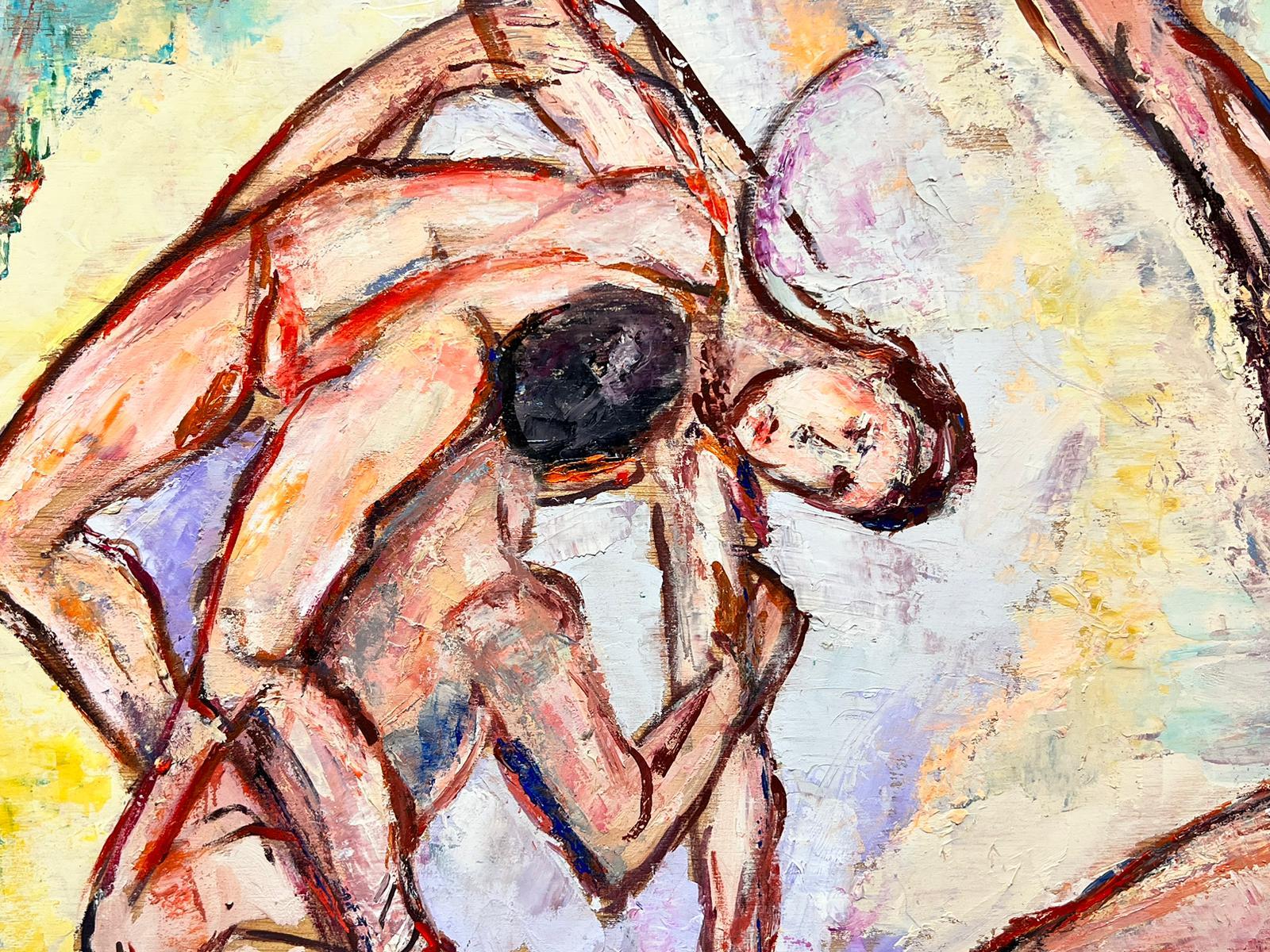 Large Spanish Expressionist Oil Painting Dancing Male Ballerina's For Sale 2