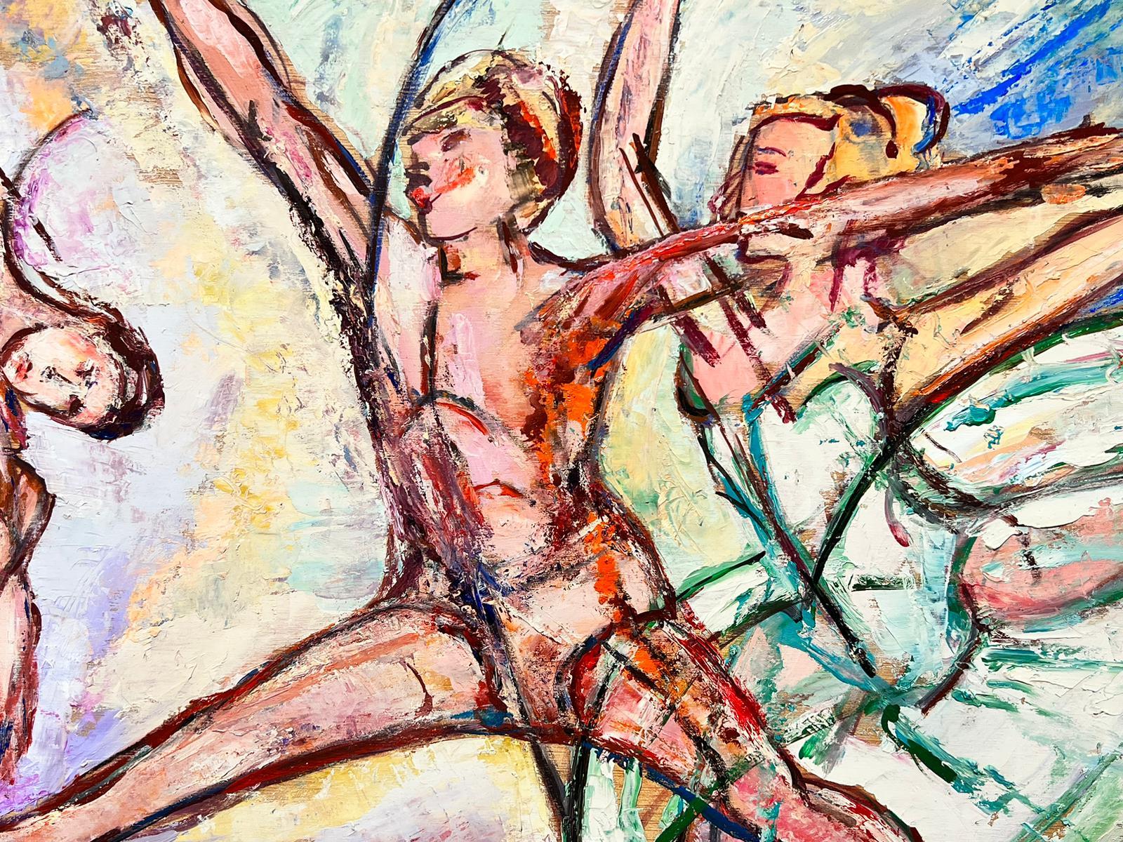 Le ballerine
di Maria Tort Xirau (catalano, 1924-2018)
firmato nell'angolo inferiore
datato 1993
dipinto a olio su tavola, incorniciato

incorniciato: 24 x 30,5 pollici
tavola: 20 x 26 pollici

Ottime condizioni. 

Provenienza: collezione