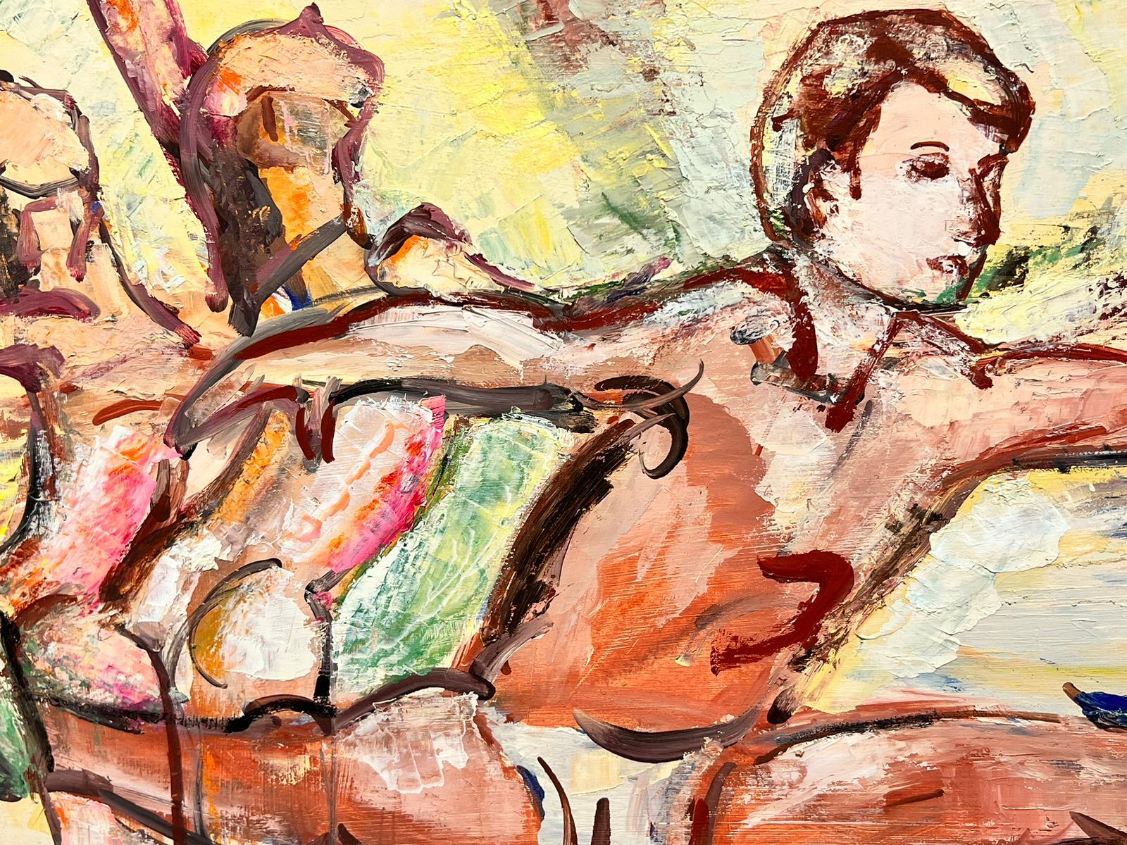 La lezione della ballerina Grande dipinto a olio originale spagnolo modernista - Painting Impressionismo di Maria Tort Xirau