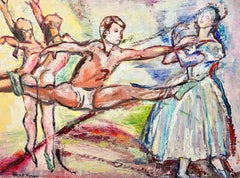 The Ballerina Lesson Large Spanish Modernist Original Oil Painting